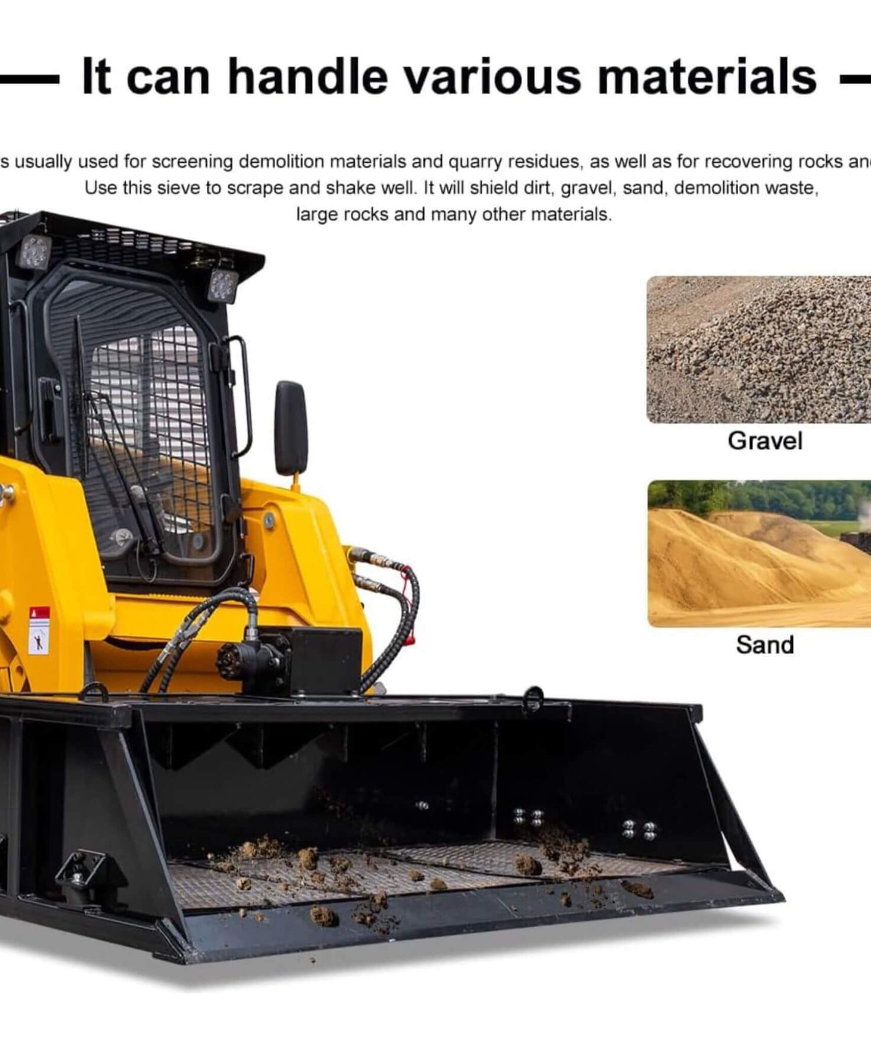 Heavy-Duty 60-Inch Topsoil Screening Skid Steer Bucket Attachment (SAK10294)
