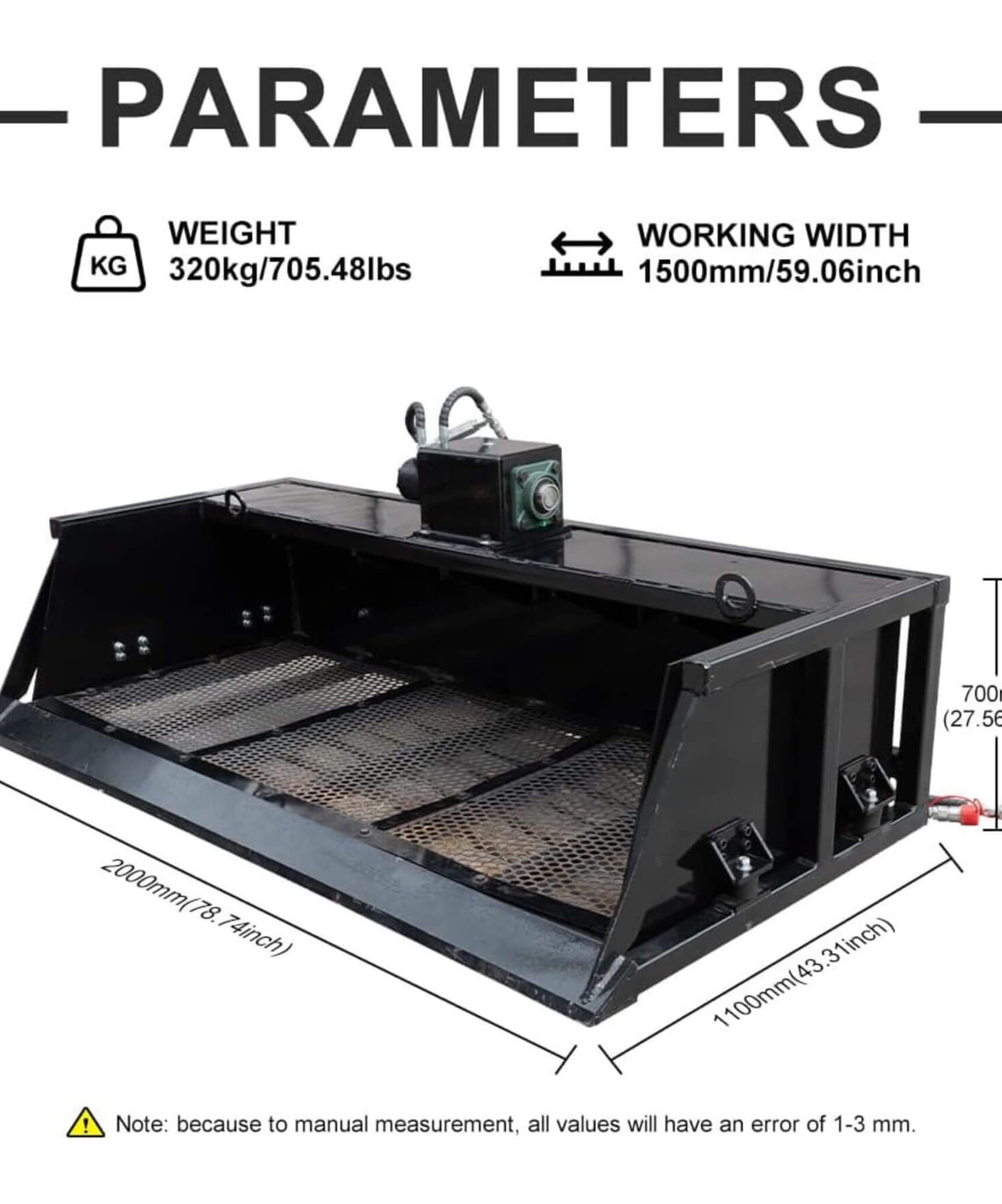 Heavy-Duty 60-Inch Topsoil Screening Skid Steer Bucket Attachment (SAK10294)