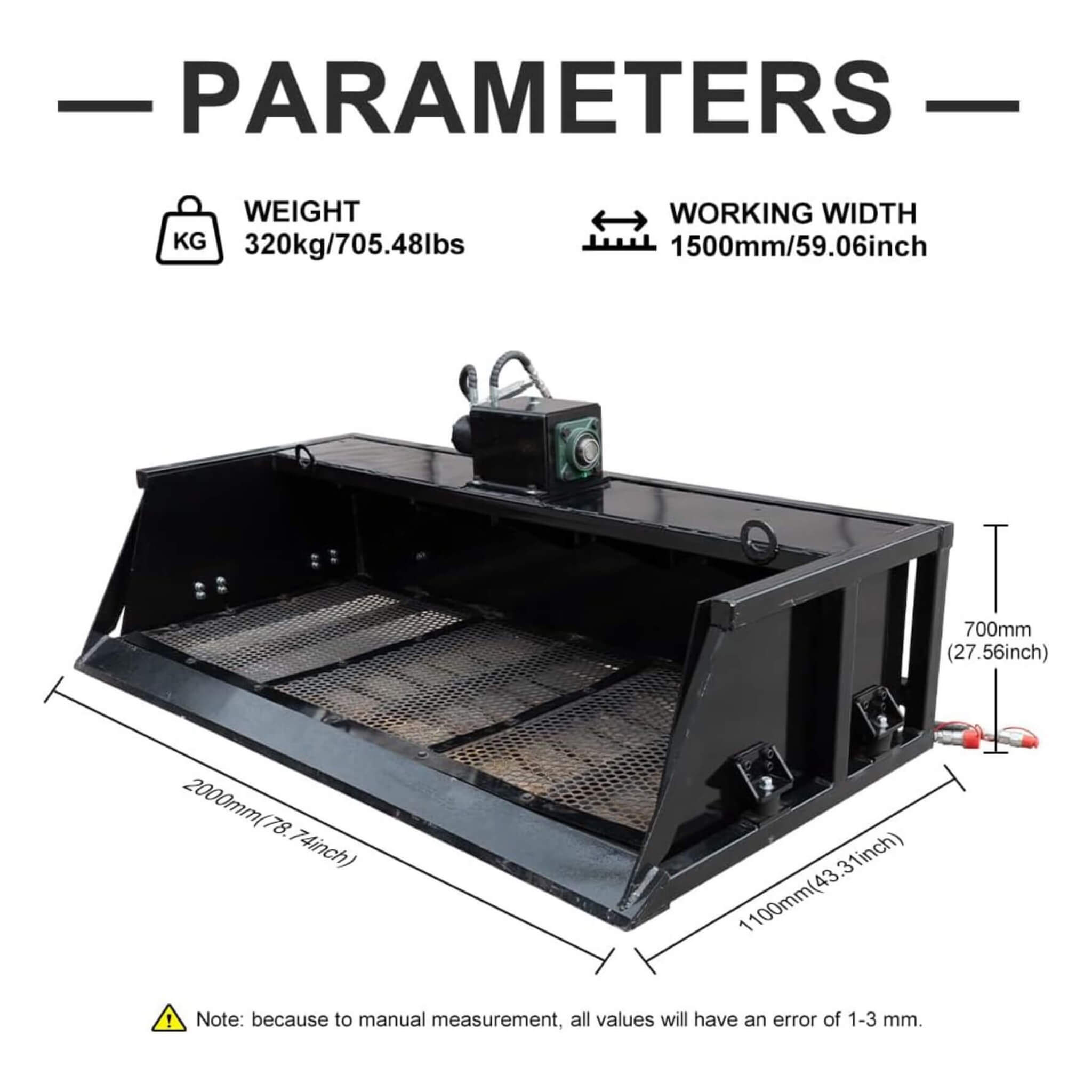 Heavy-Duty 60-Inch Topsoil Screening Skid Steer Bucket Attachment (SAK10294)