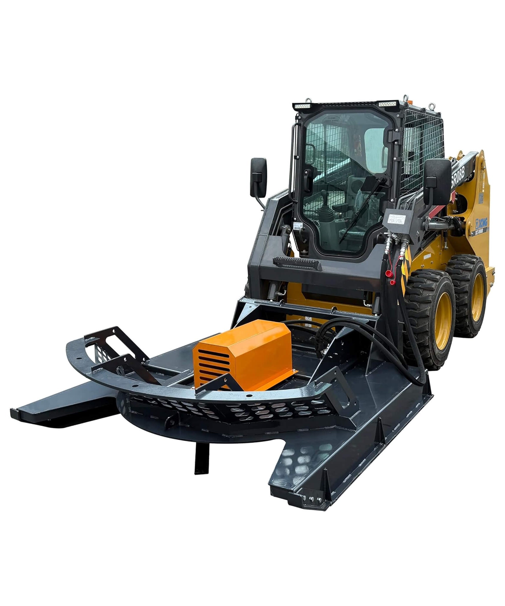 Heavy-Duty 66-Inch Open Front Deck Skid Steer Brush Cutter Attachment With 3 Steel Blades (SAK53108)