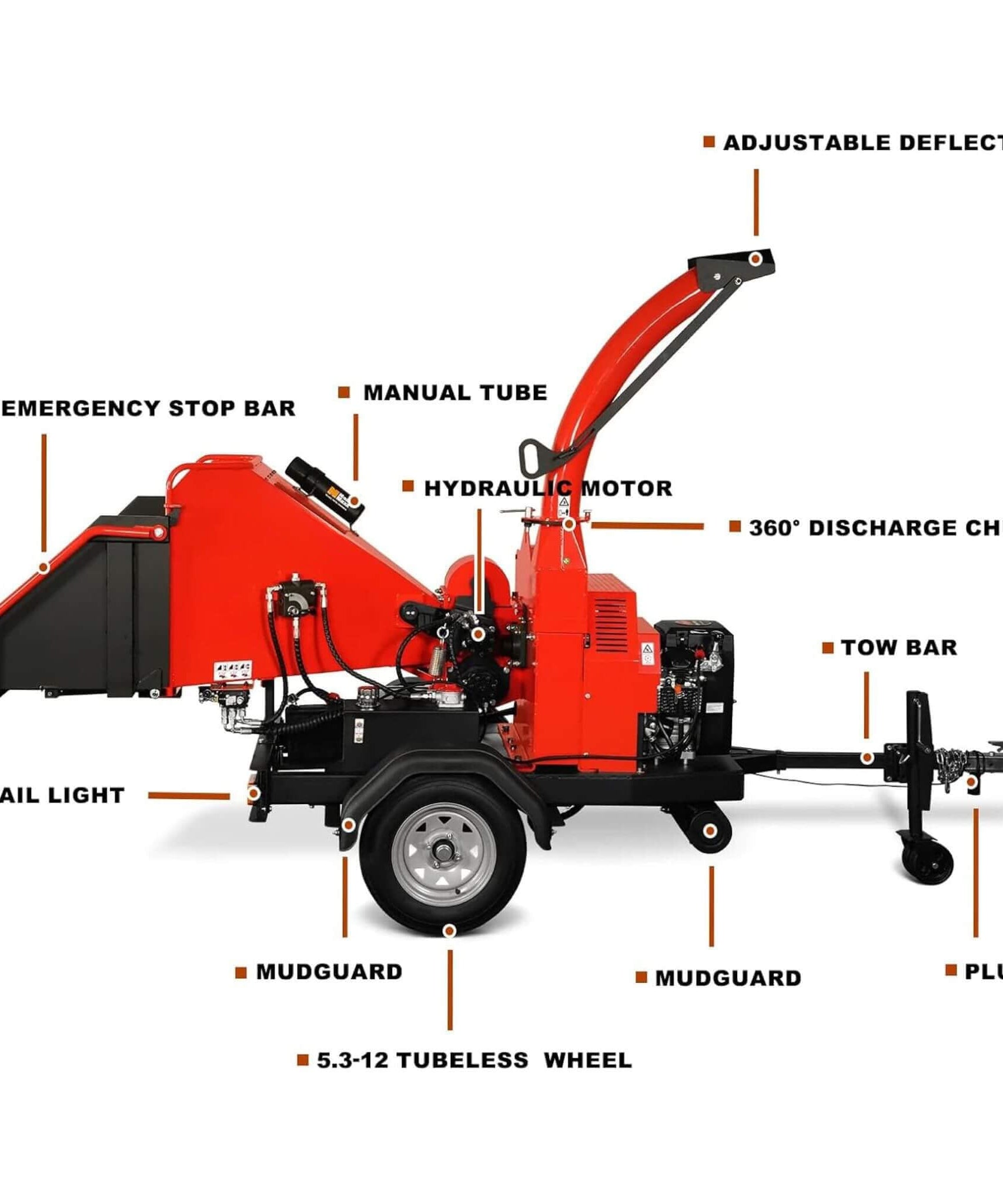 Heavy-Duty 7-Inch 750CC 25HP Hydraulic Feed Towable Electric Start Wood Chipper (SAK27190)