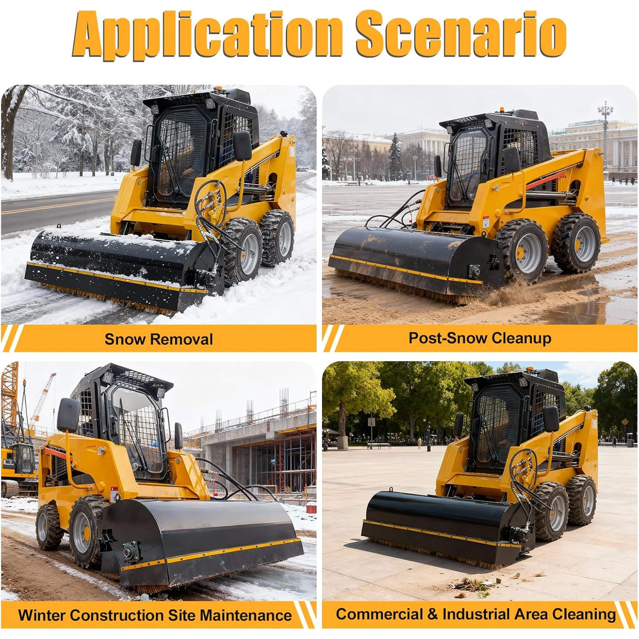 Heavy-Duty 72-Inch Industrial Skid Steer Sweeper Attachment (SAK87013)