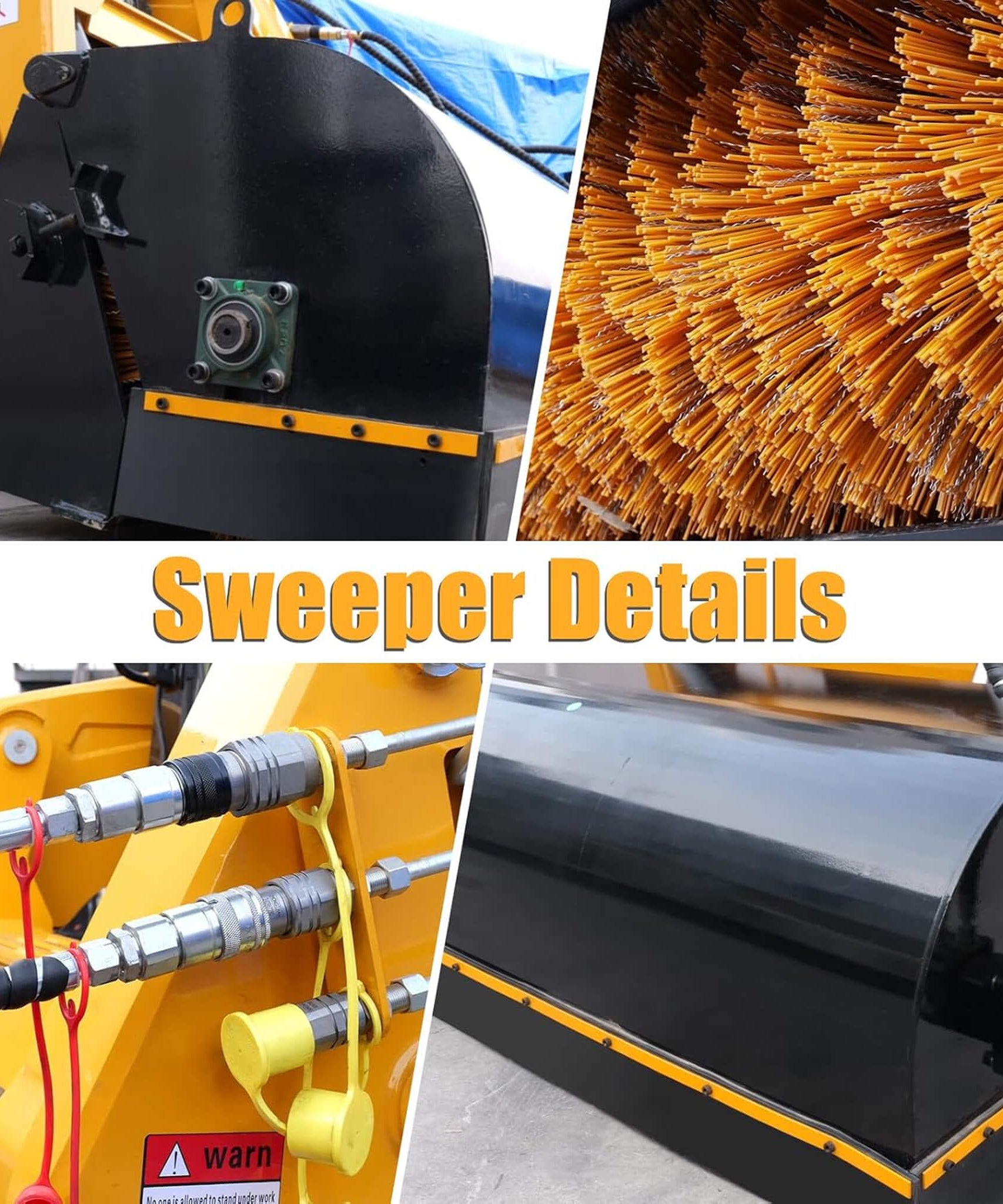Heavy-Duty 72-Inch Industrial Skid Steer Sweeper Attachment (SAK87013)