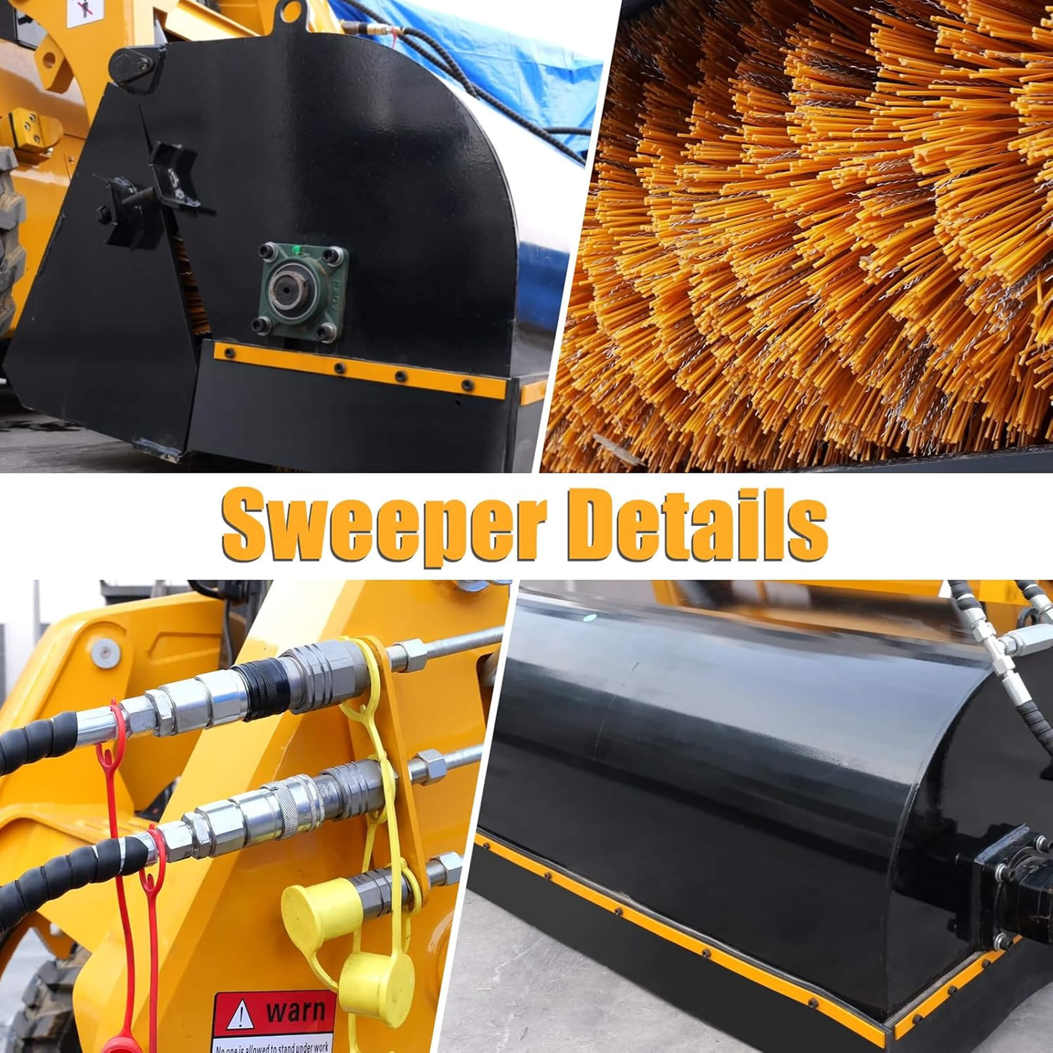 Heavy-Duty 72-Inch Industrial Skid Steer Sweeper Attachment (SAK87013)