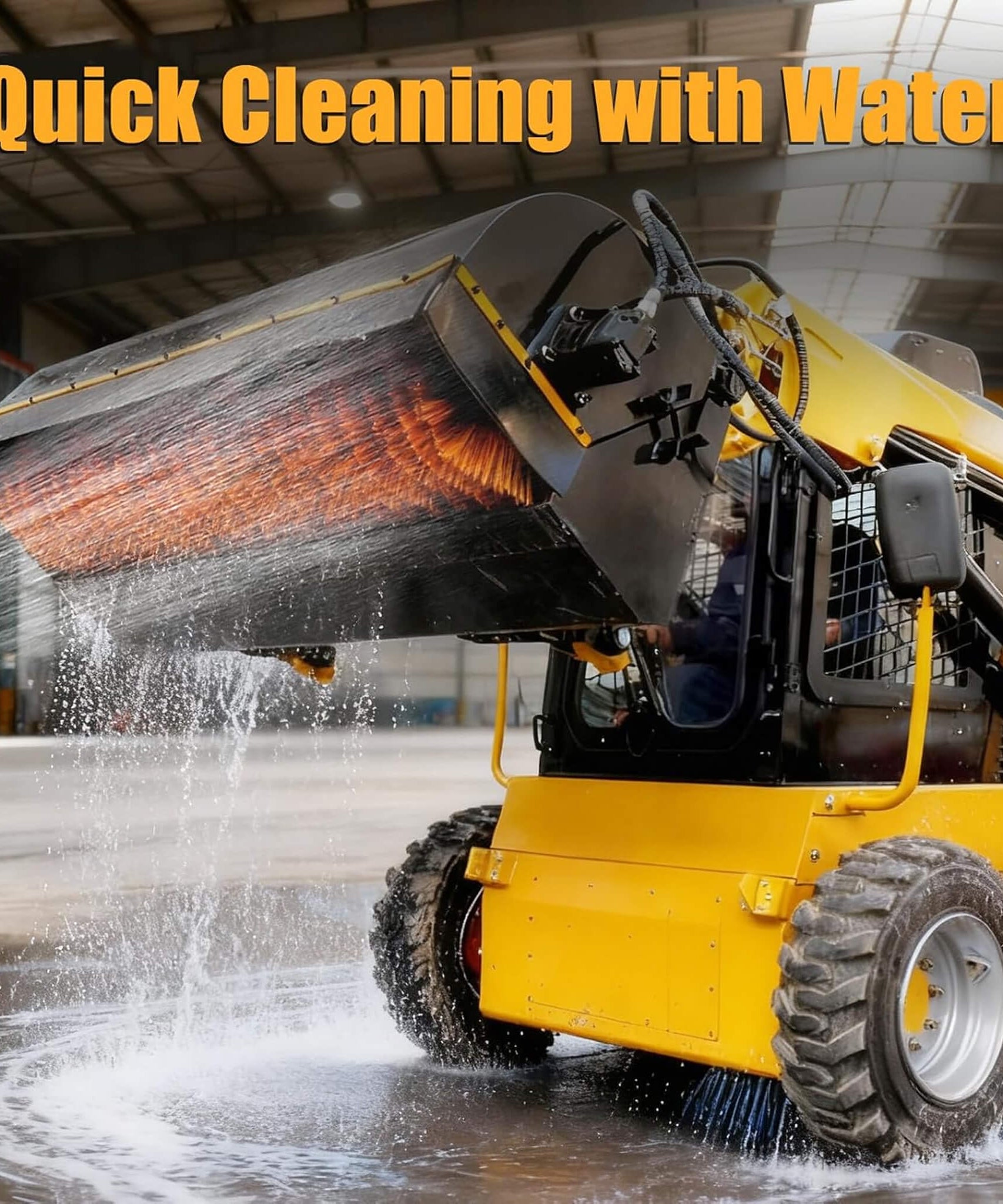 Heavy-Duty 72-Inch Industrial Skid Steer Sweeper Attachment (SAK87013)