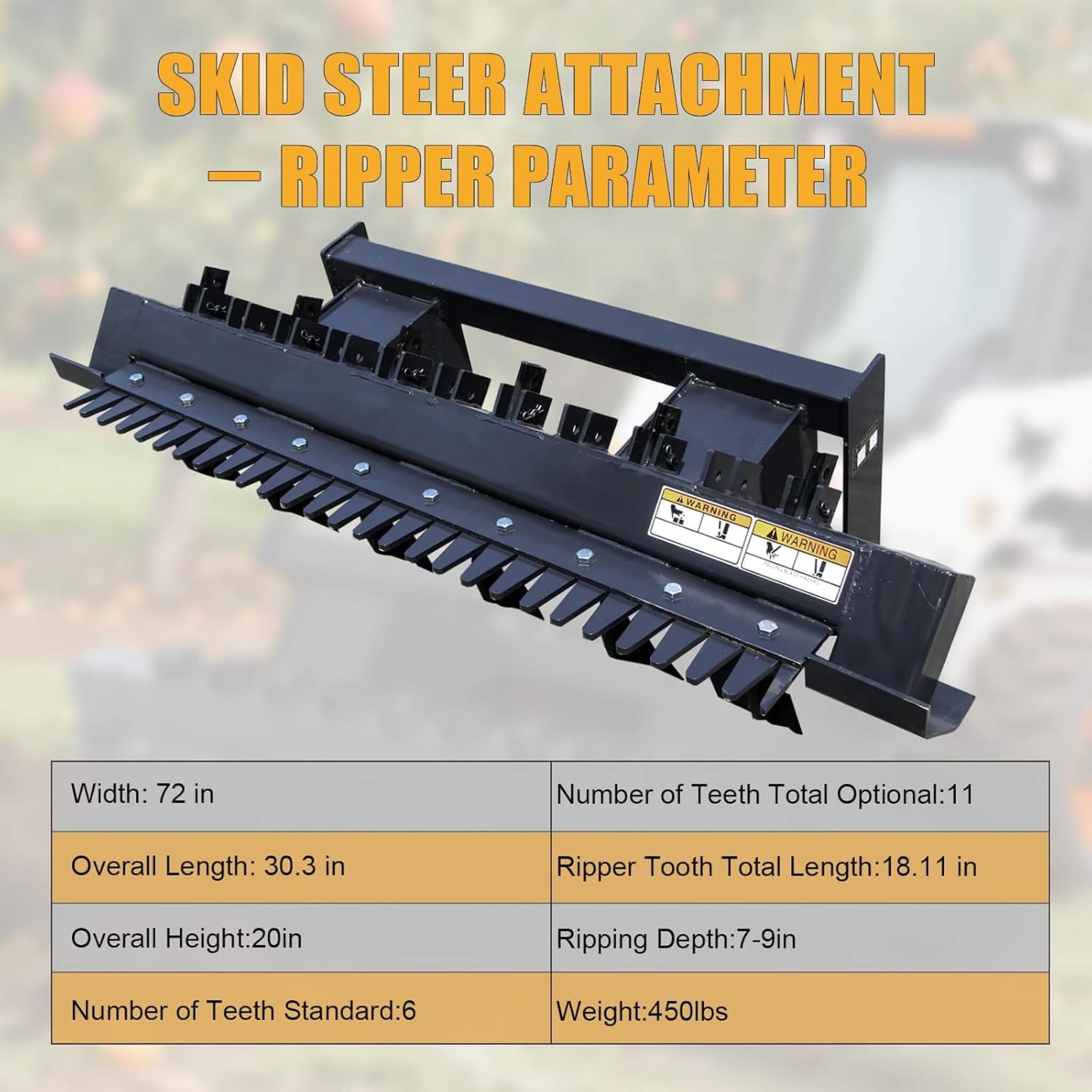 Heavy-Duty 72-Inch Leveler Ripper Scarifier Skid Steer Attachment (SAK25794)