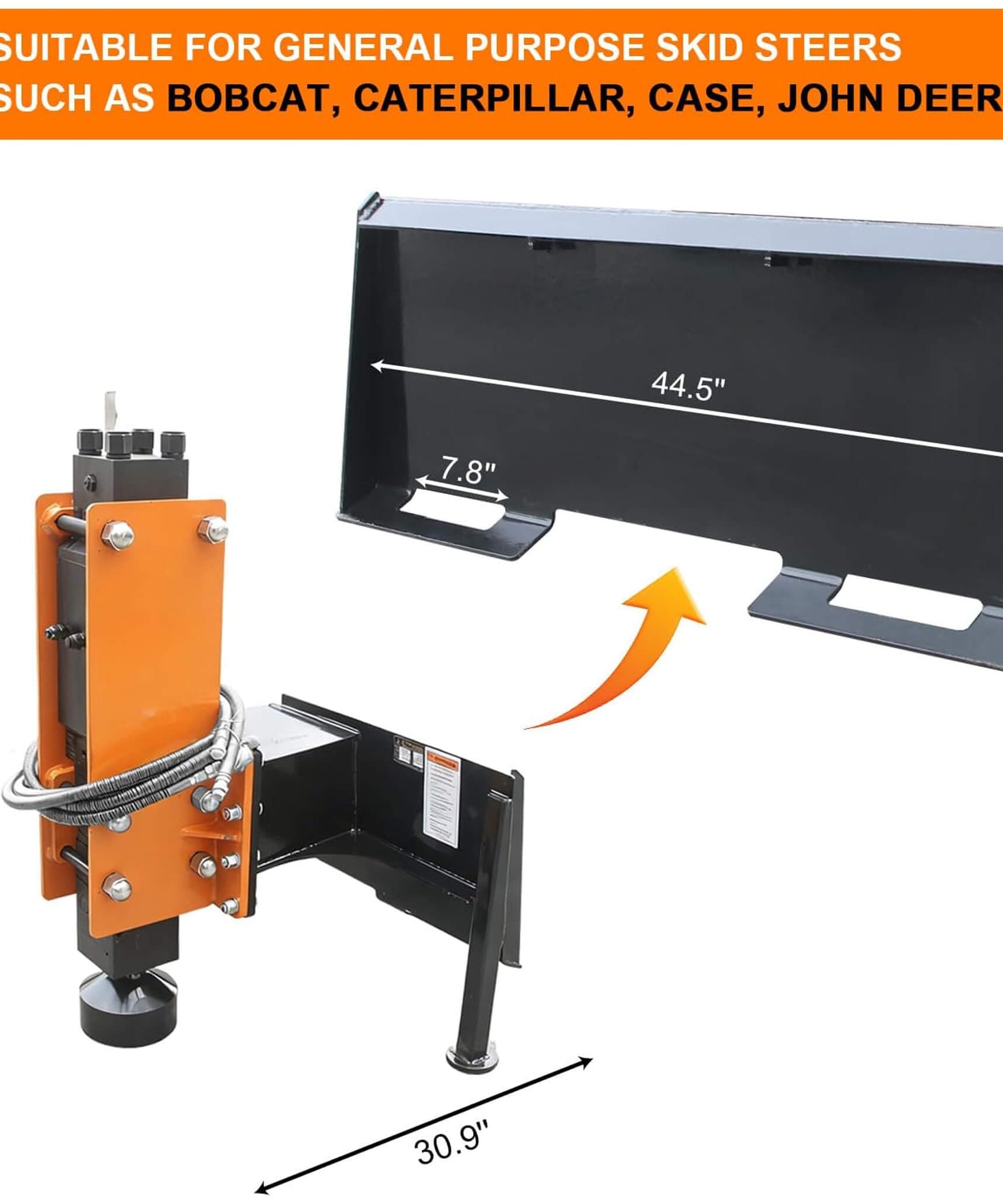 Heavy-Duty 750 FT-LB Hydraulic Skid Steer Pile Hammer Attachment (SAK59134)