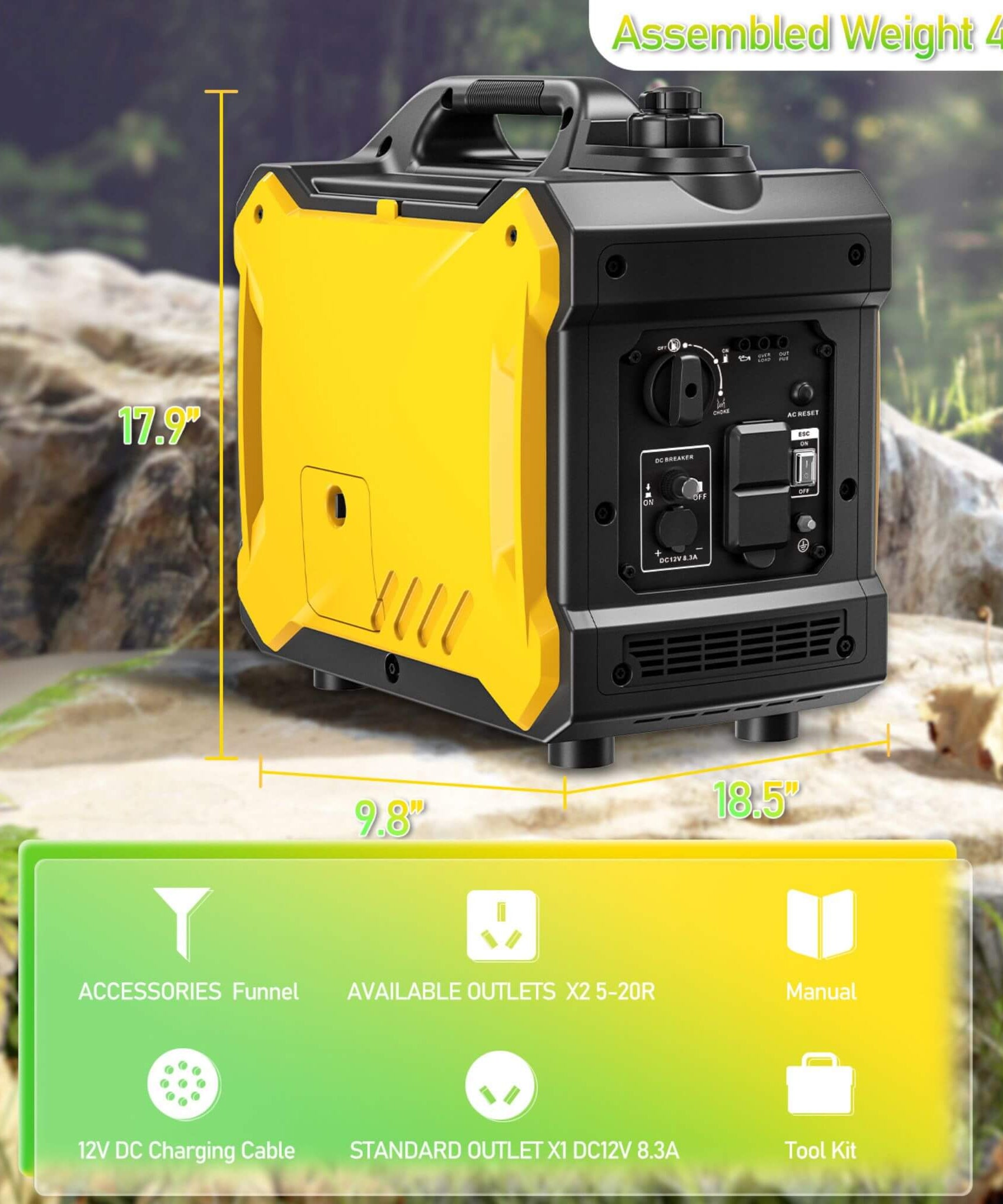Heavy-Duty 79CC Ultra Quiet 2000W Portable Inverter Gas Generator (SAK75290)