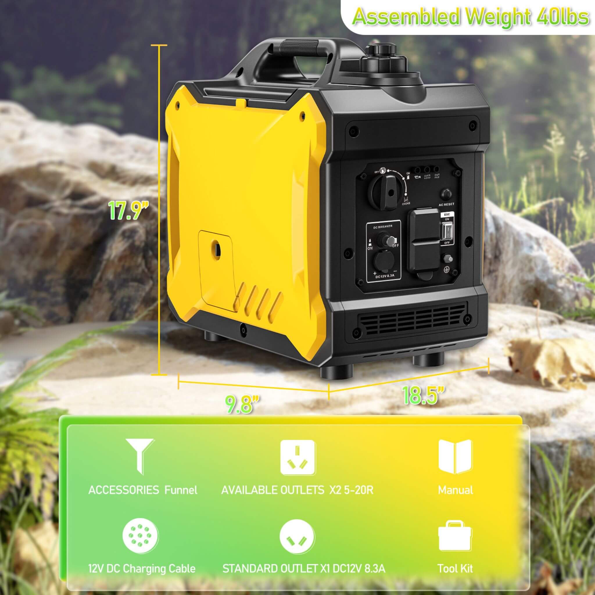 Heavy-Duty 79CC Ultra Quiet 2000W Portable Inverter Gas Generator (SAK75290)