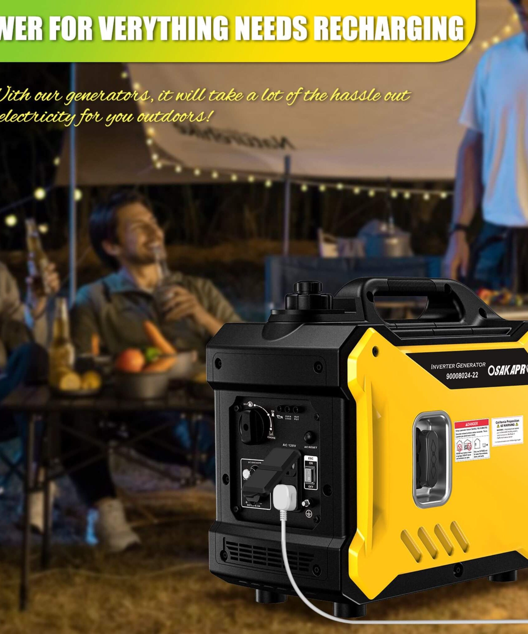 Heavy-Duty 79CC Ultra Quiet 2000W Portable Inverter Gas Generator (SAK75290)