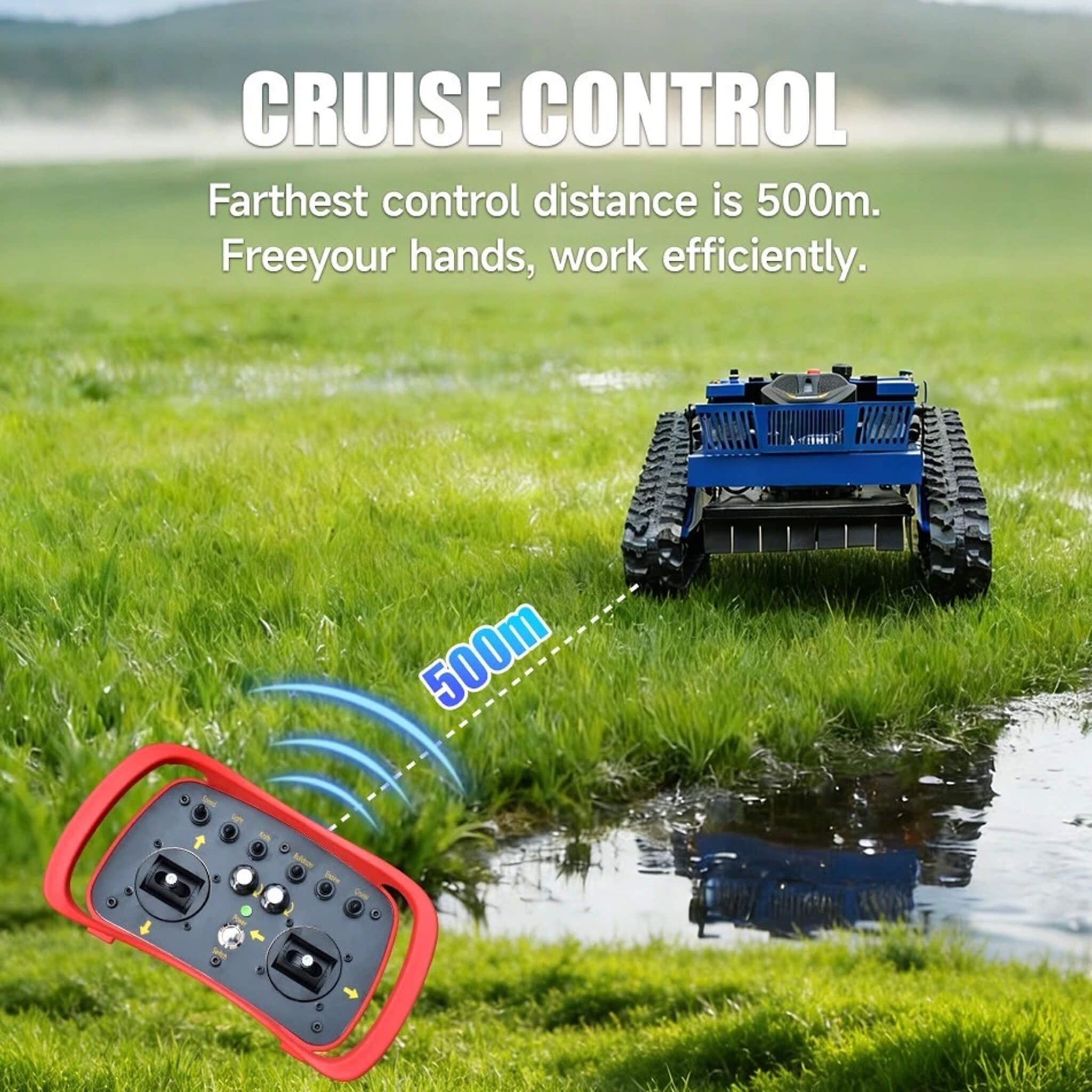 Heavy-Duty 7HP Commercial Remote-Controlled Tracked Gasoline Lawn Mower (SAK94270)