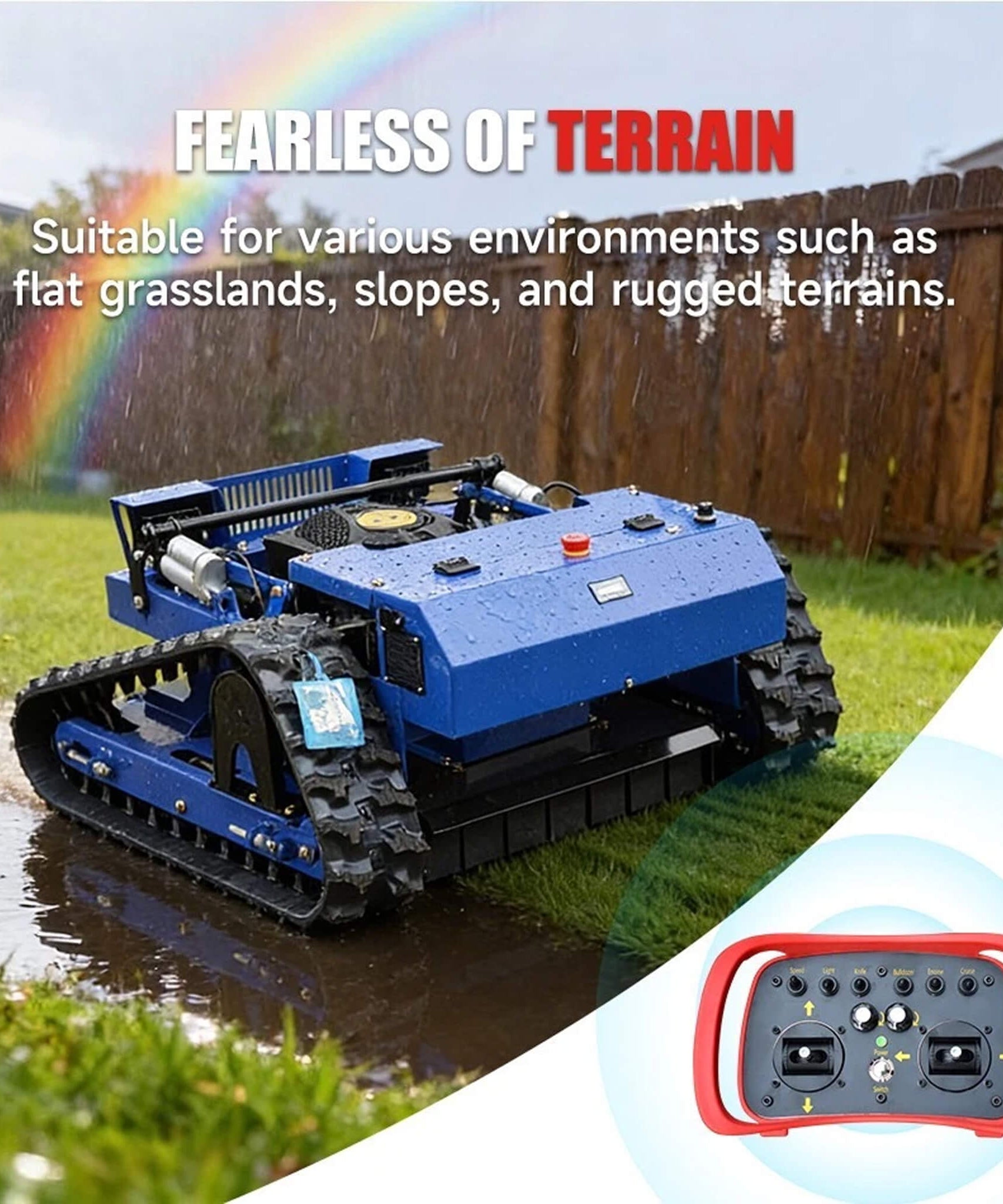 Heavy-Duty 7HP Commercial Remote-Controlled Tracked Gasoline Lawn Mower (SAK94270)