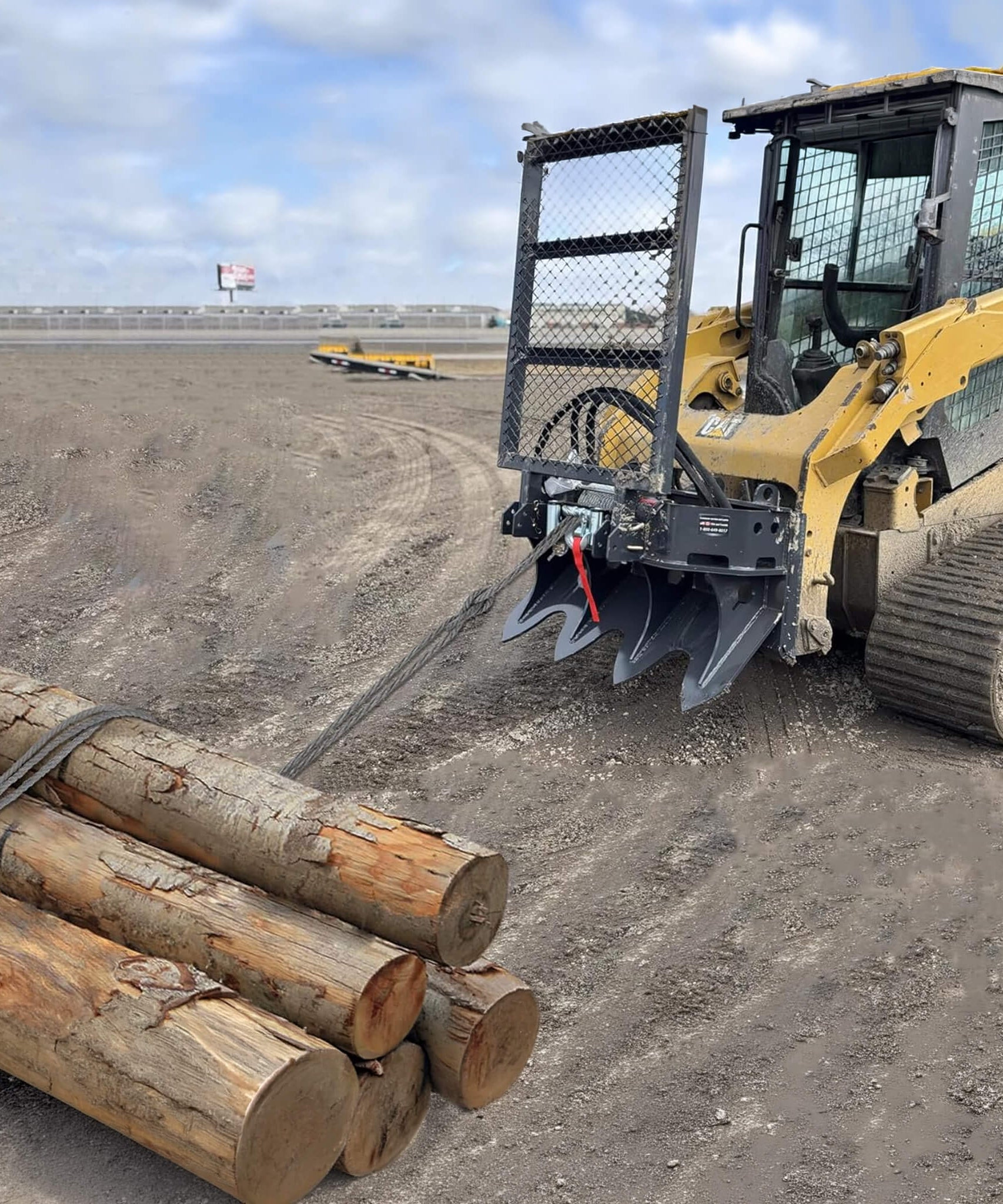 Heavy-Duty 7.5T Forestry Logging Winch Skid Steer Attachment With 100FT Steel Cable (SAK63902)