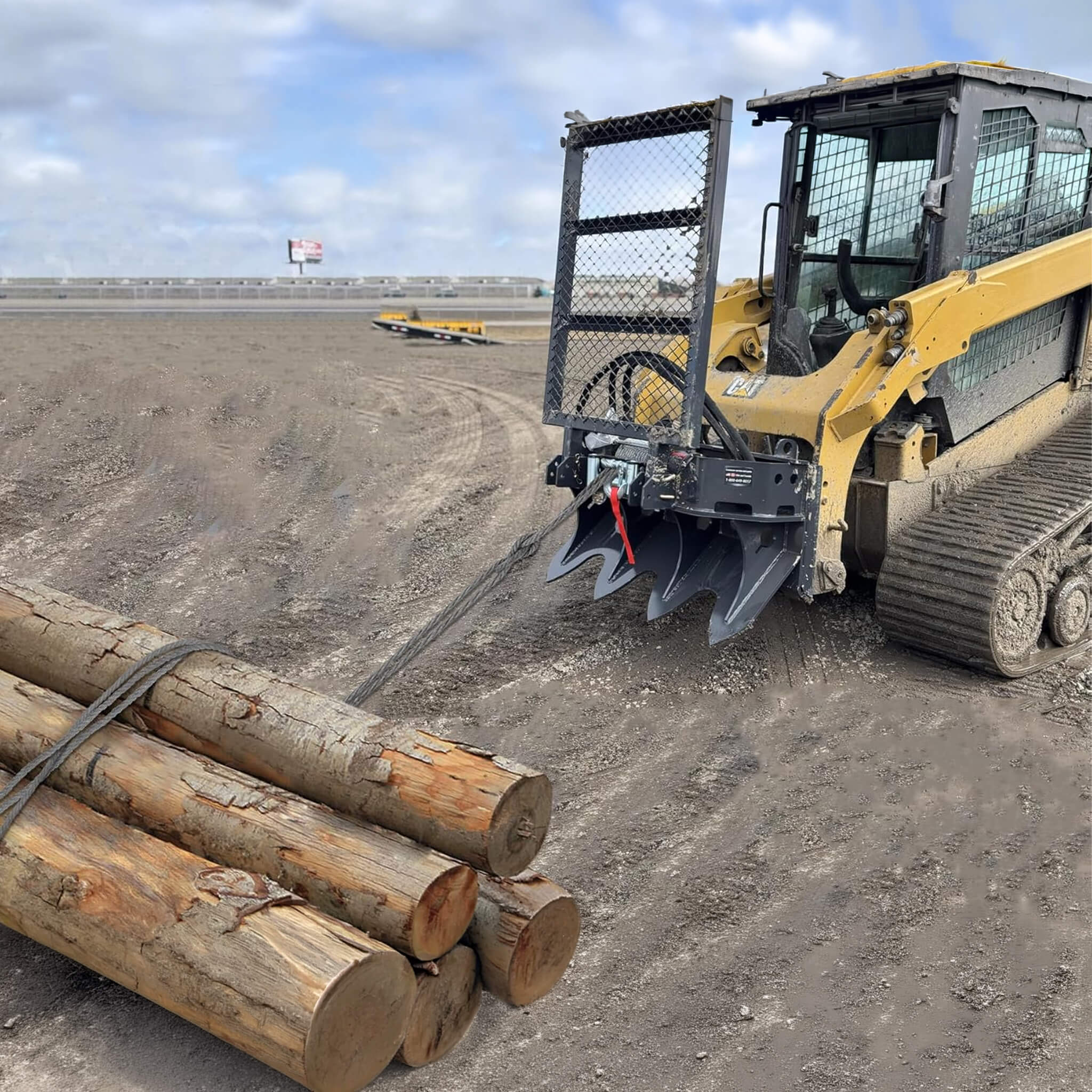Heavy-Duty 7.5T Forestry Logging Winch Skid Steer Attachment With 100FT Steel Cable (SAK63902)