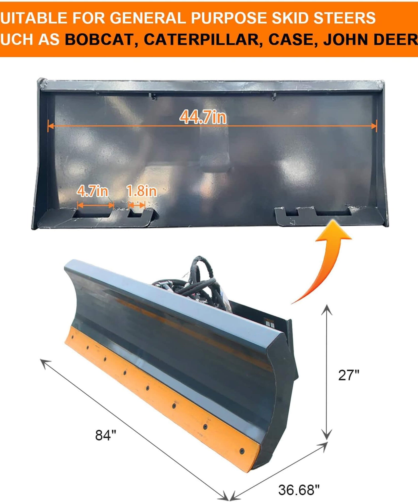 Heavy-Duty 84-Inch 6-Way Skid Steer Dozer Blade Attachment (SAK17862)