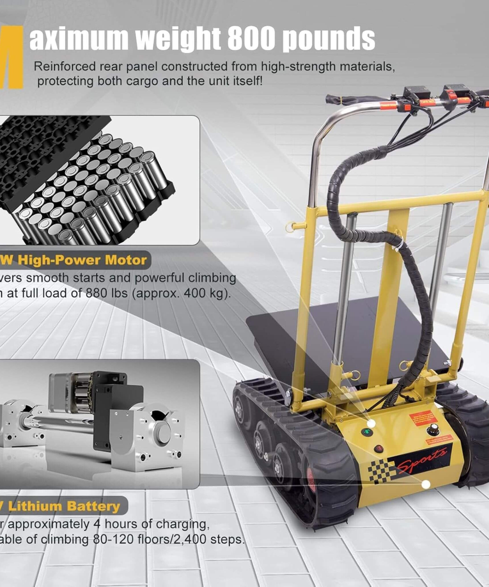 Heavy-Duty 880 LBS Foldable Electric Stair Climbing Dolly Hand Trucks (SAK31497)