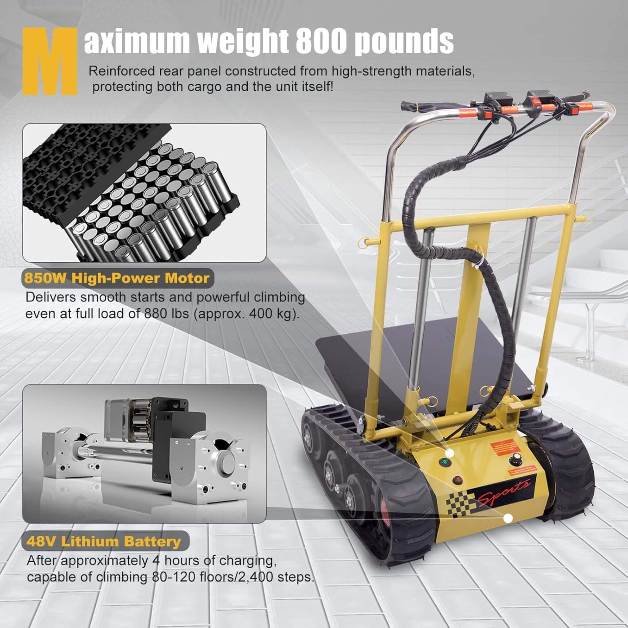 Heavy-Duty 880 LBS Foldable Electric Stair Climbing Dolly Hand Trucks (SAK31497)