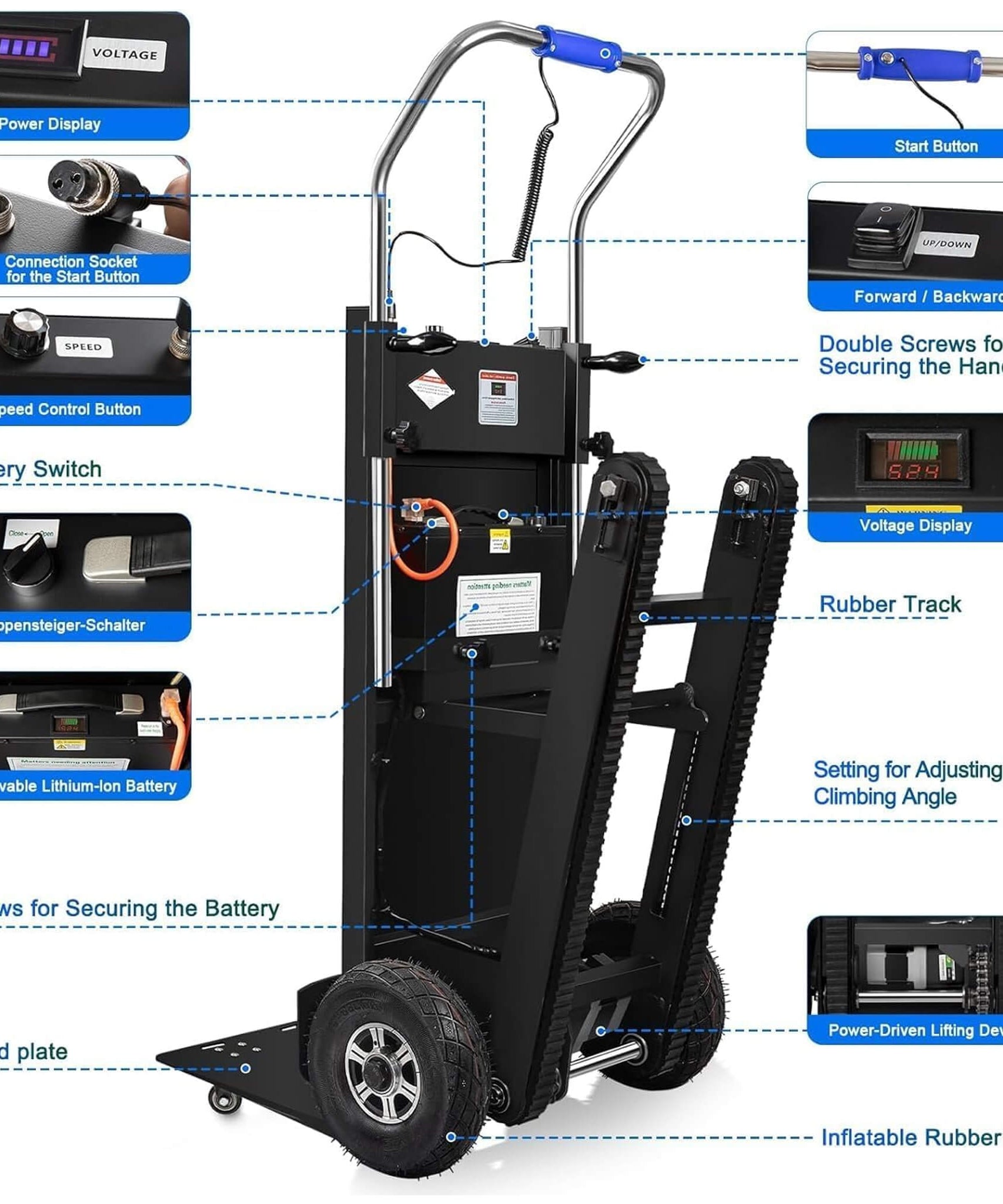 Heavy-Duty 900LBS Electric Motorized Stair Climbing Dolly (SAK75803)