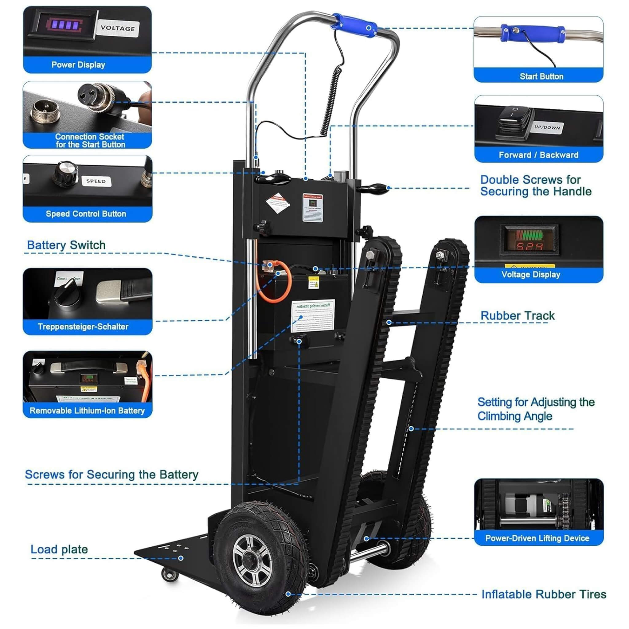 Heavy-Duty 900LBS Electric Motorized Stair Climbing Dolly (SAK75803)