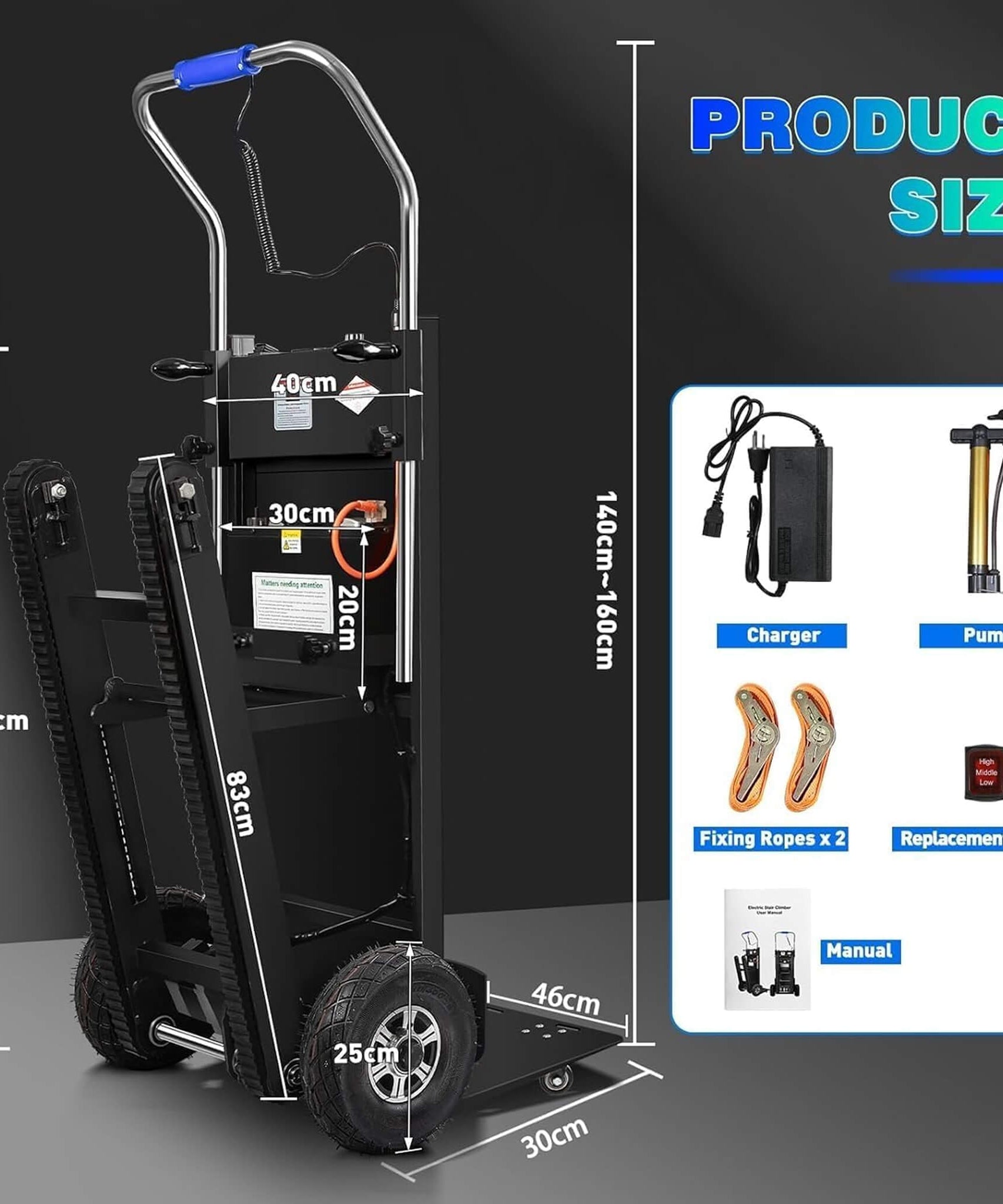 Heavy-Duty 900LBS Electric Motorized Stair Climbing Dolly (SAK75803)