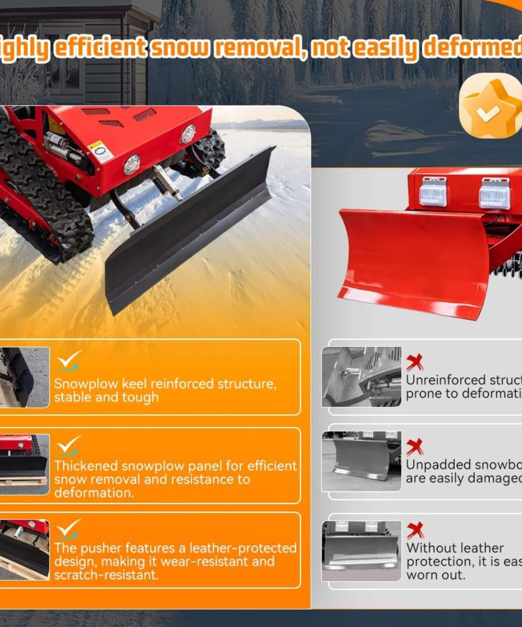 Heavy-Duty 9HP Commercial Remote-Controlled Oil-Electric Hybrid Track Drive With Plow (SAK76425)