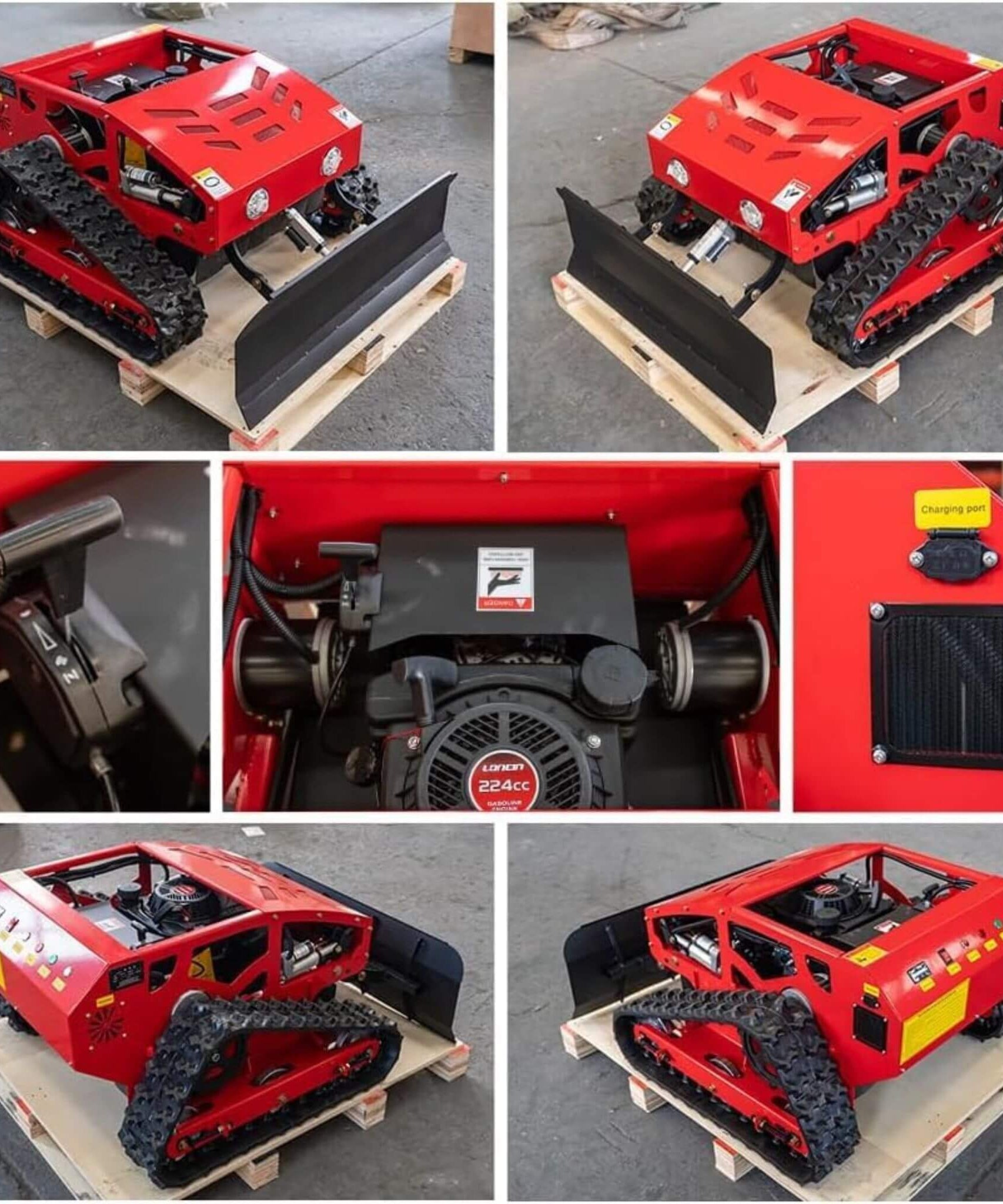 Heavy-Duty 9HP Commercial Remote-Controlled Oil-Electric Hybrid Track Drive With Plow (SAK76425)