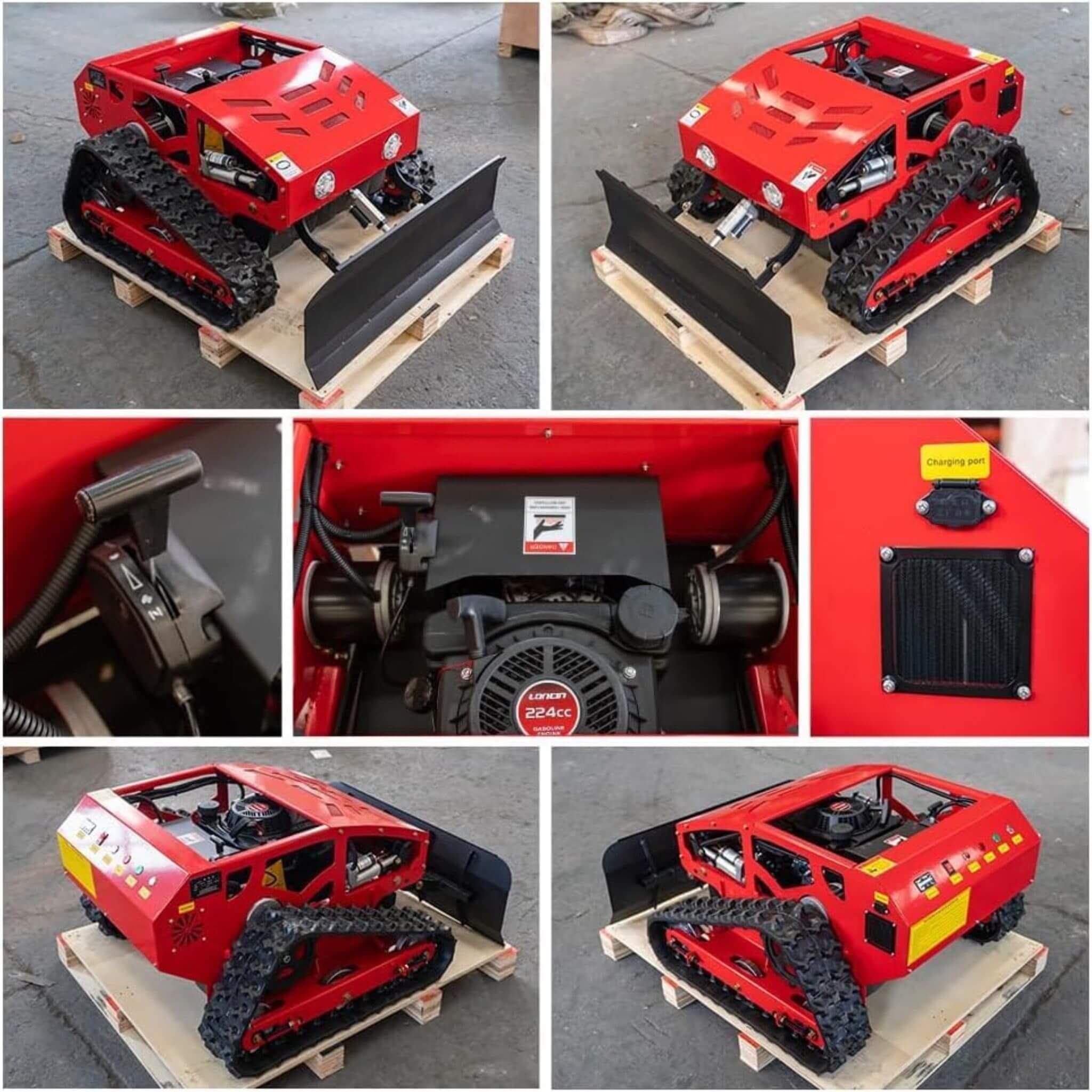 Heavy-Duty 9HP Commercial Remote-Controlled Oil-Electric Hybrid Track Drive With Plow (SAK76425)