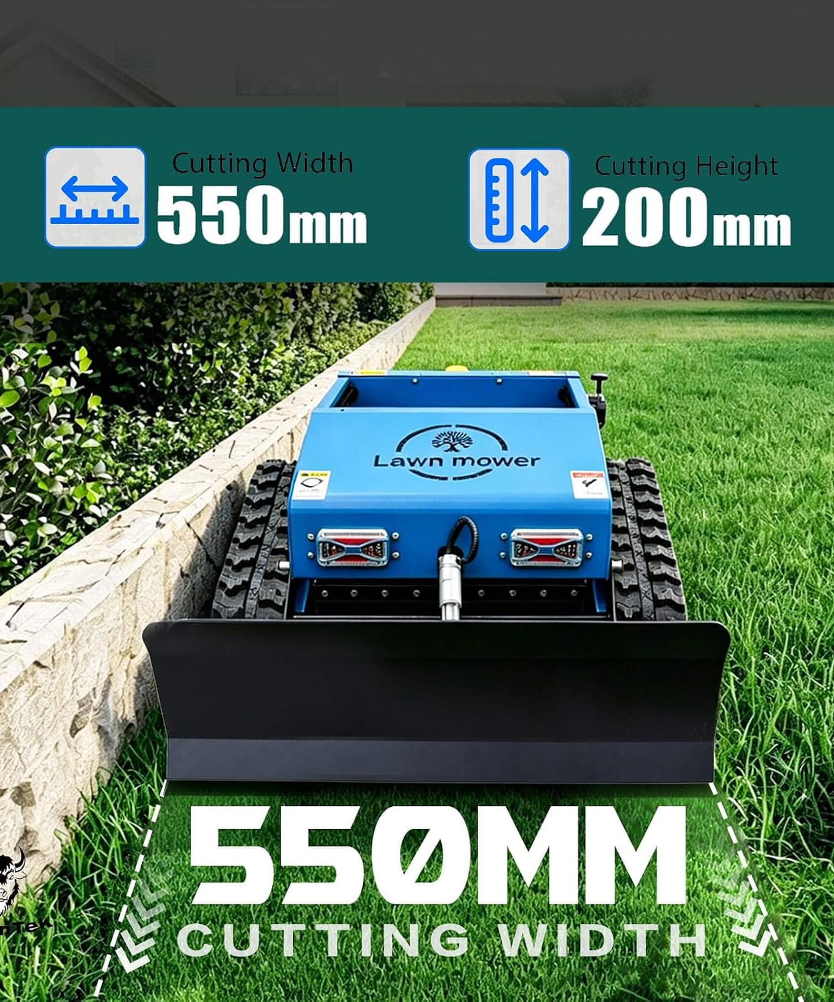 Heavy-Duty 9HP Remote-Controlled Track Gas Lawn Mower With Snow Plow (SAK71268)