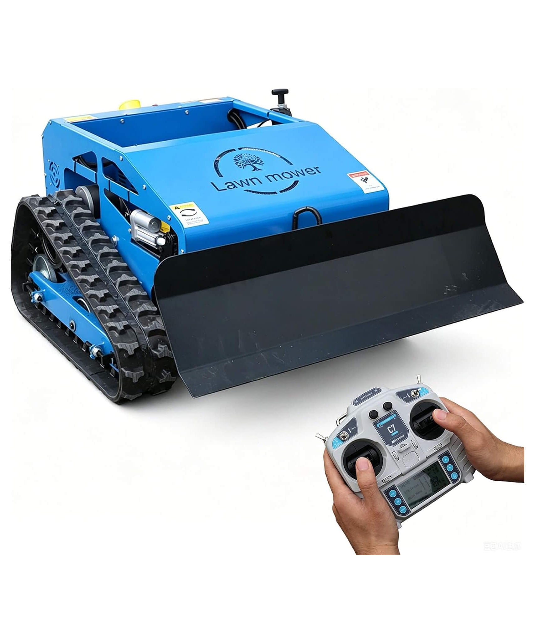 Heavy-Duty 9HP Remote-Controlled Track Gas Lawn Mower With Snow Plow (SAK71268)