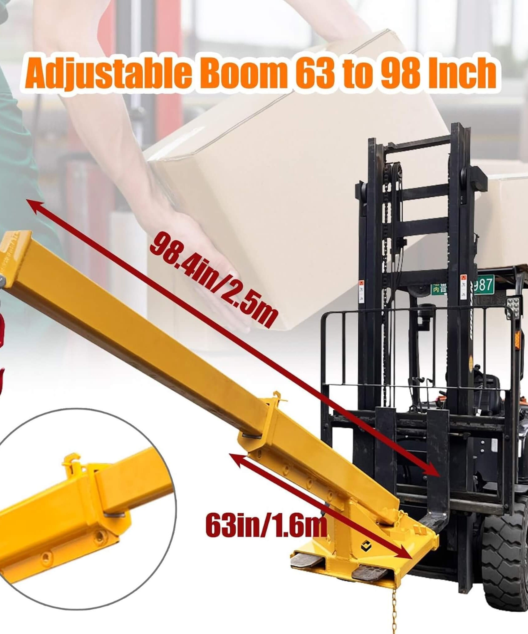 Heavy-Duty Adjustable Telescopic Forklift Jib Boom Crane (SAK36581)