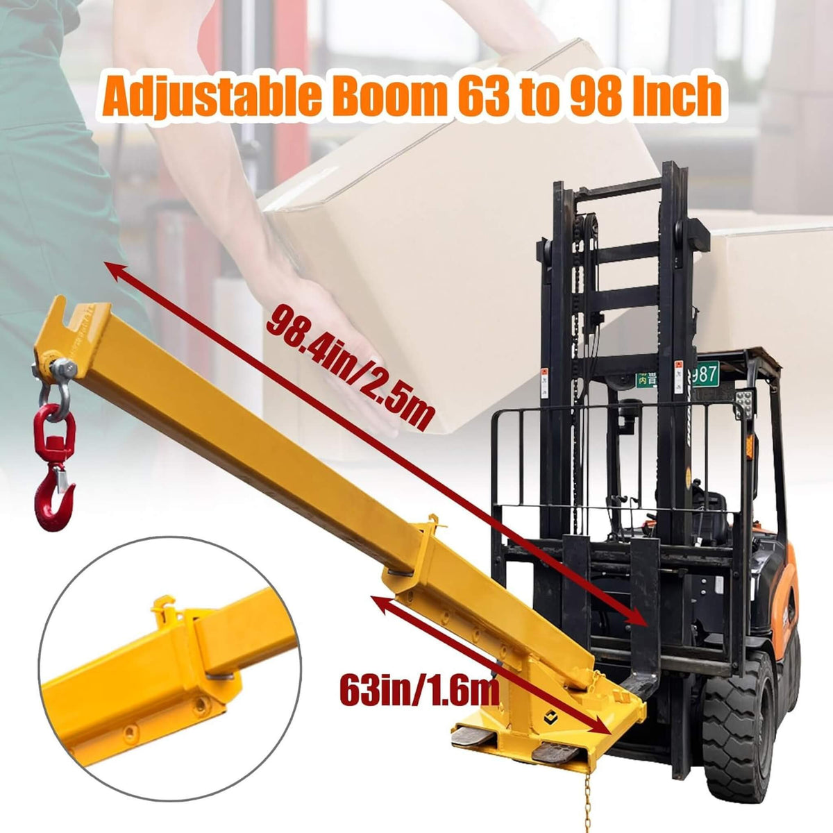 Heavy-Duty Adjustable Telescopic Forklift Jib Boom Crane (SAK36581)