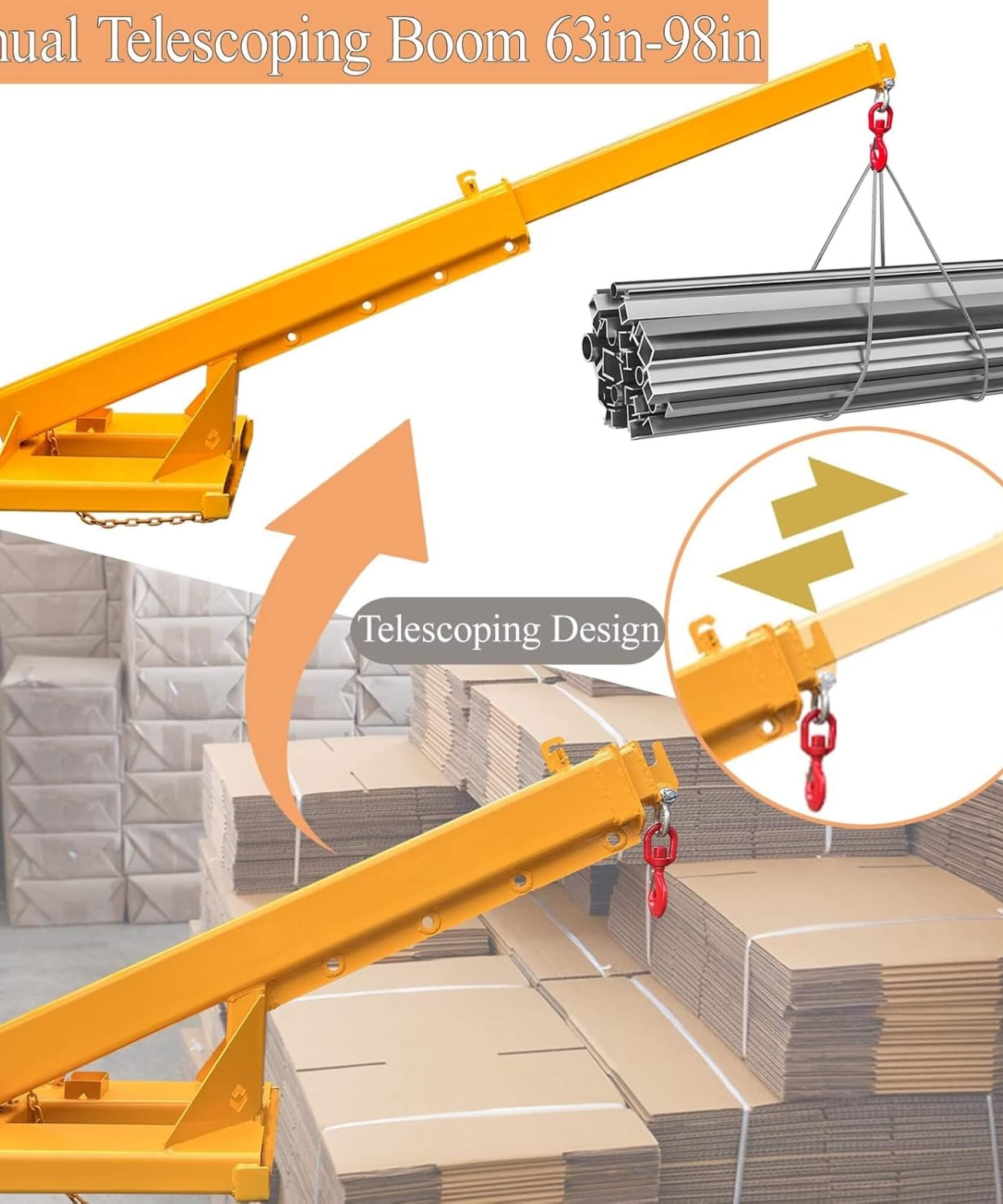 Heavy-Duty Adjustable Telescopic Forklift Jib Boom Crane (SAK36581)