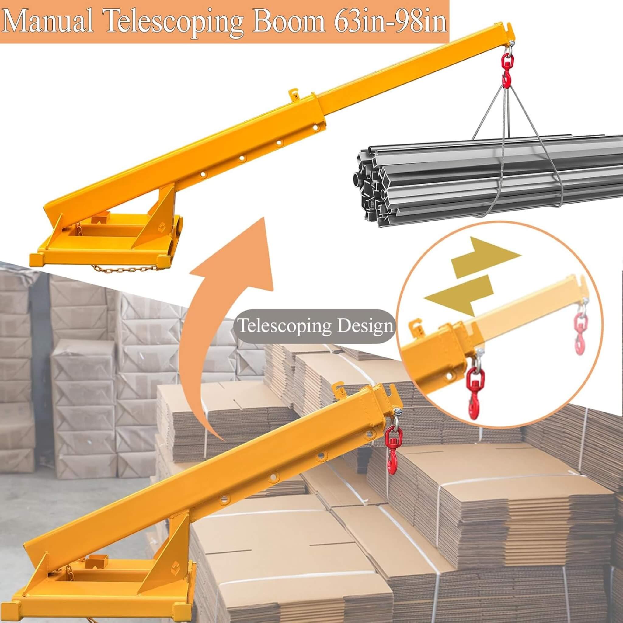 Heavy-Duty Adjustable Telescopic Forklift Jib Boom Crane (SAK36581)