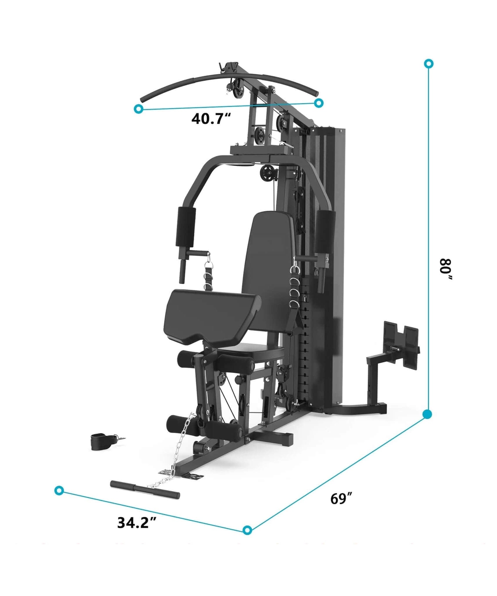 Rovix Heavy-Duty All-In-One Home Gym Workout Station For Full Body Strength Training, 150LBS (SAK12959)