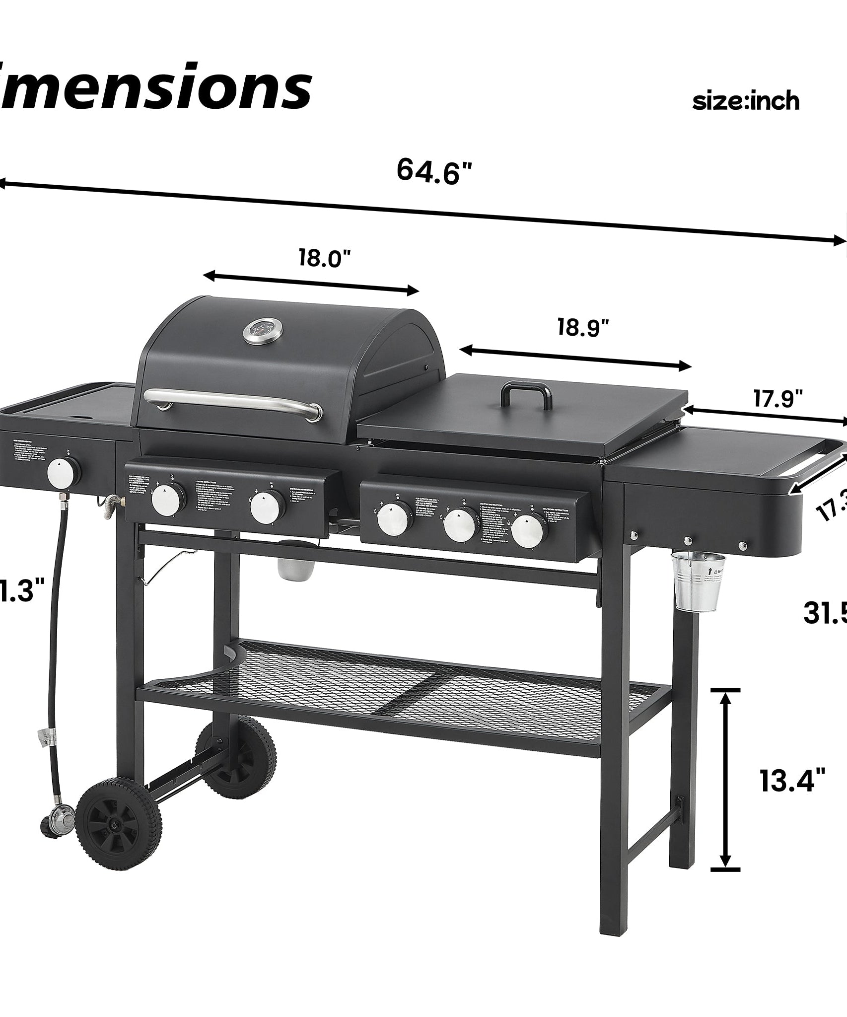 Castelle Flame Heavy-Duty All-In-One Outdoor 5-Burner 56K BTU Liquid Propane Grill (SAK57124)