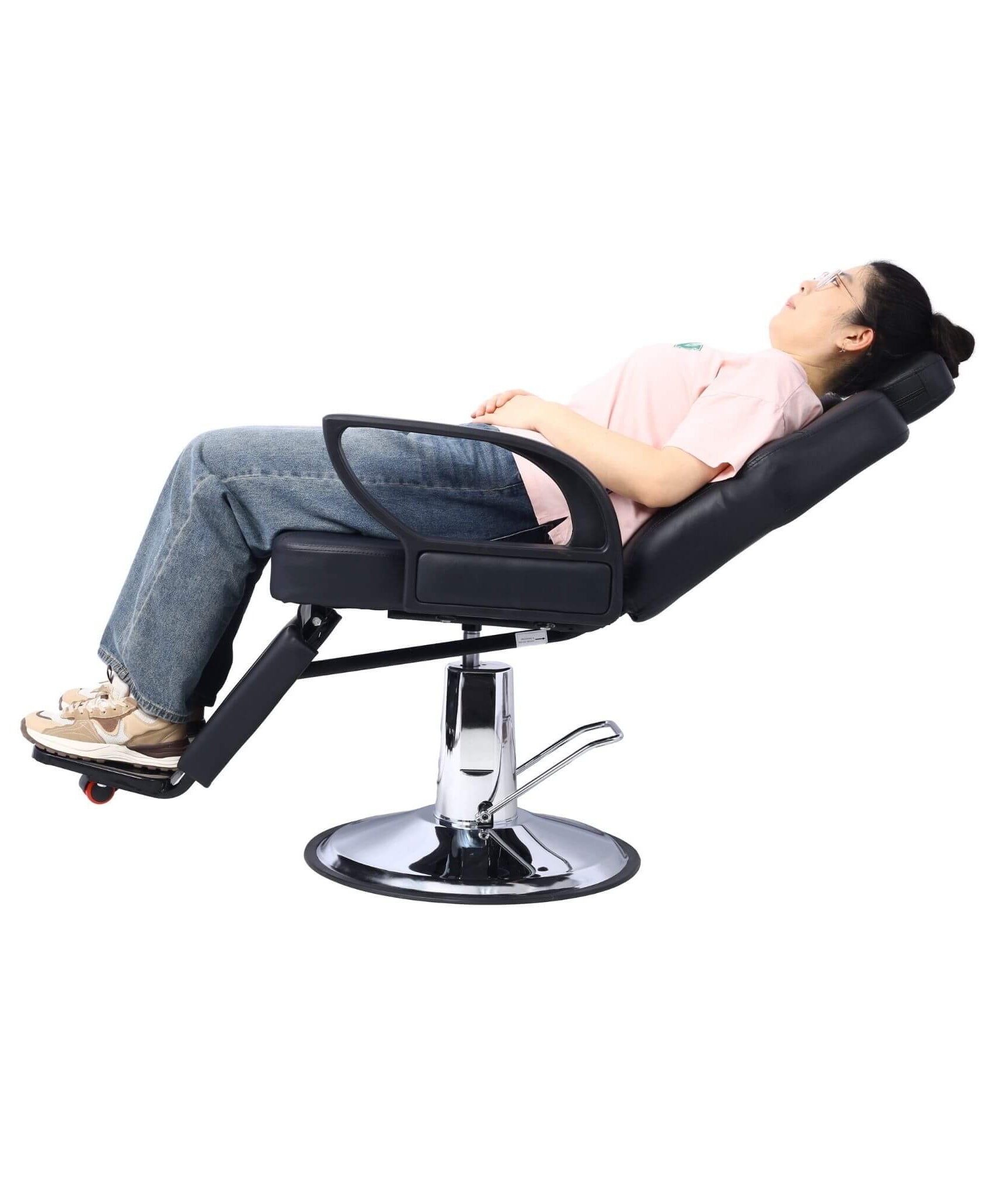 Heavy-Duty Extra-Wide PU Leather Hydraulic Reclining Barber Chair (SAK74613)