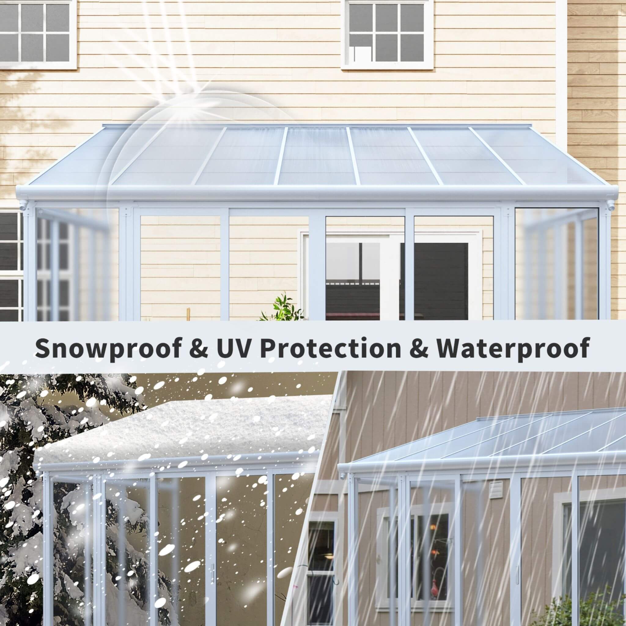 [10X14FT] Alora Lumina Heavy-Duty All-Season Aluminum Alloy Patio Sunroom With 3 Lockable Sliding Doors (SAK62713)