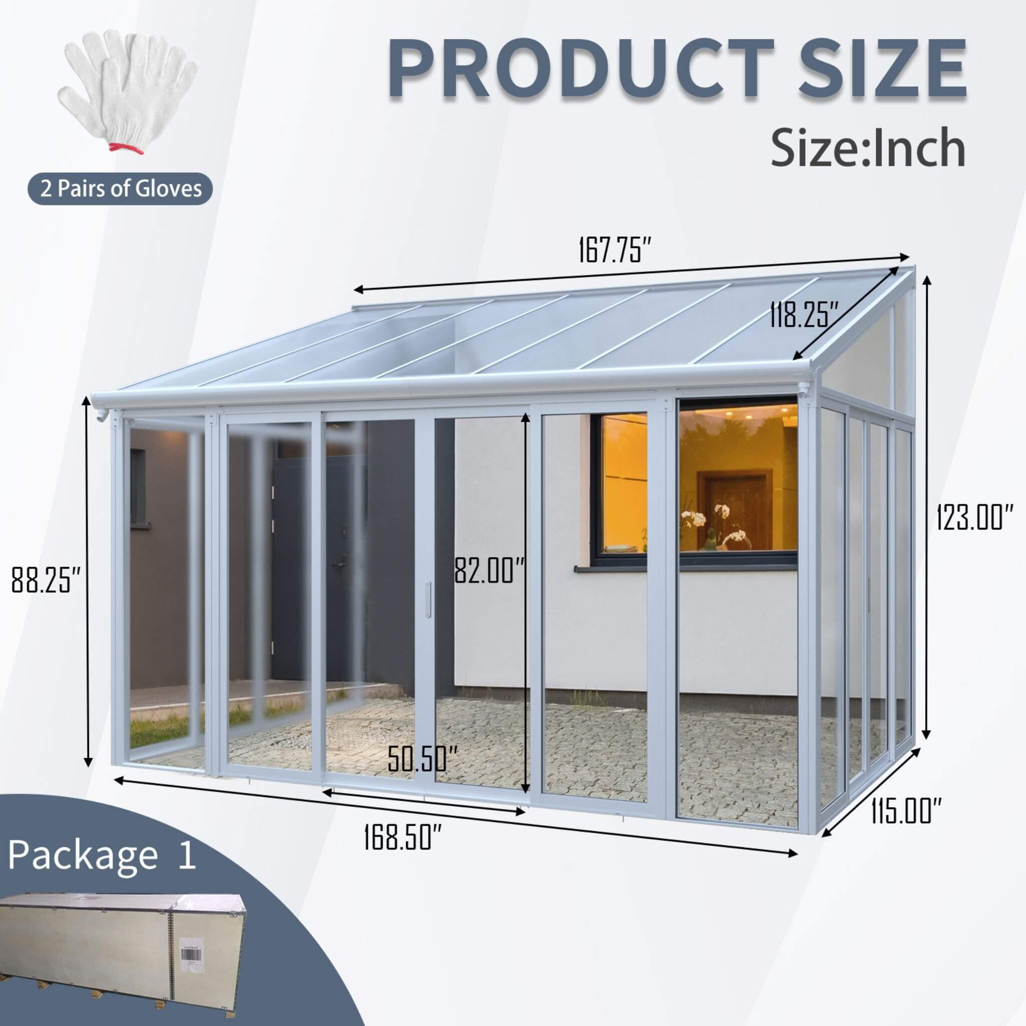 [10X14FT] Alora Lumina Heavy-Duty All-Season Aluminum Alloy Patio Sunroom With 3 Lockable Sliding Doors (SAK62713)