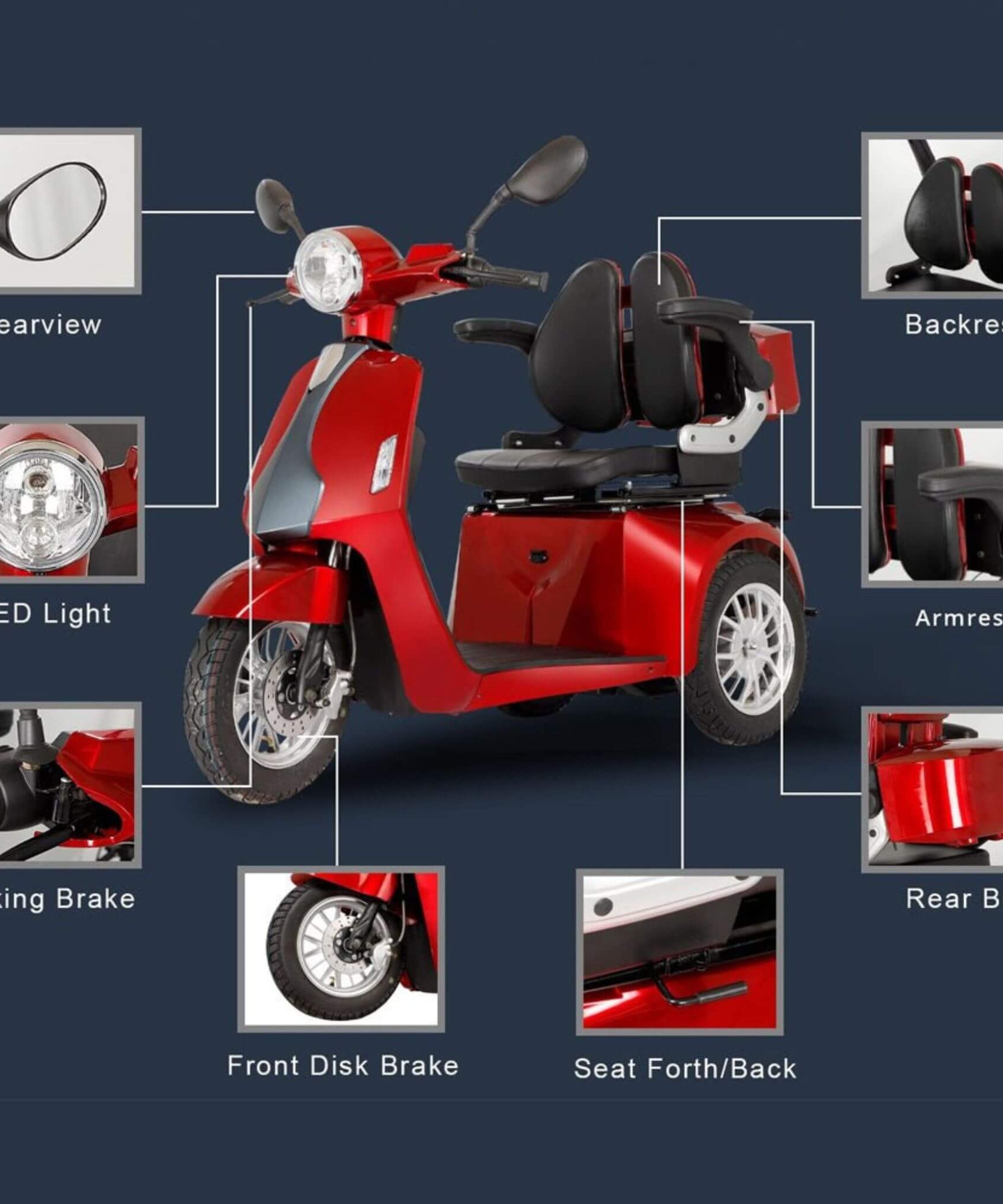 Zvg Heavy-Duty 800W All-Terrain Electric Powered Mobility Scooter For Seniors & Adults (SAK96314)
