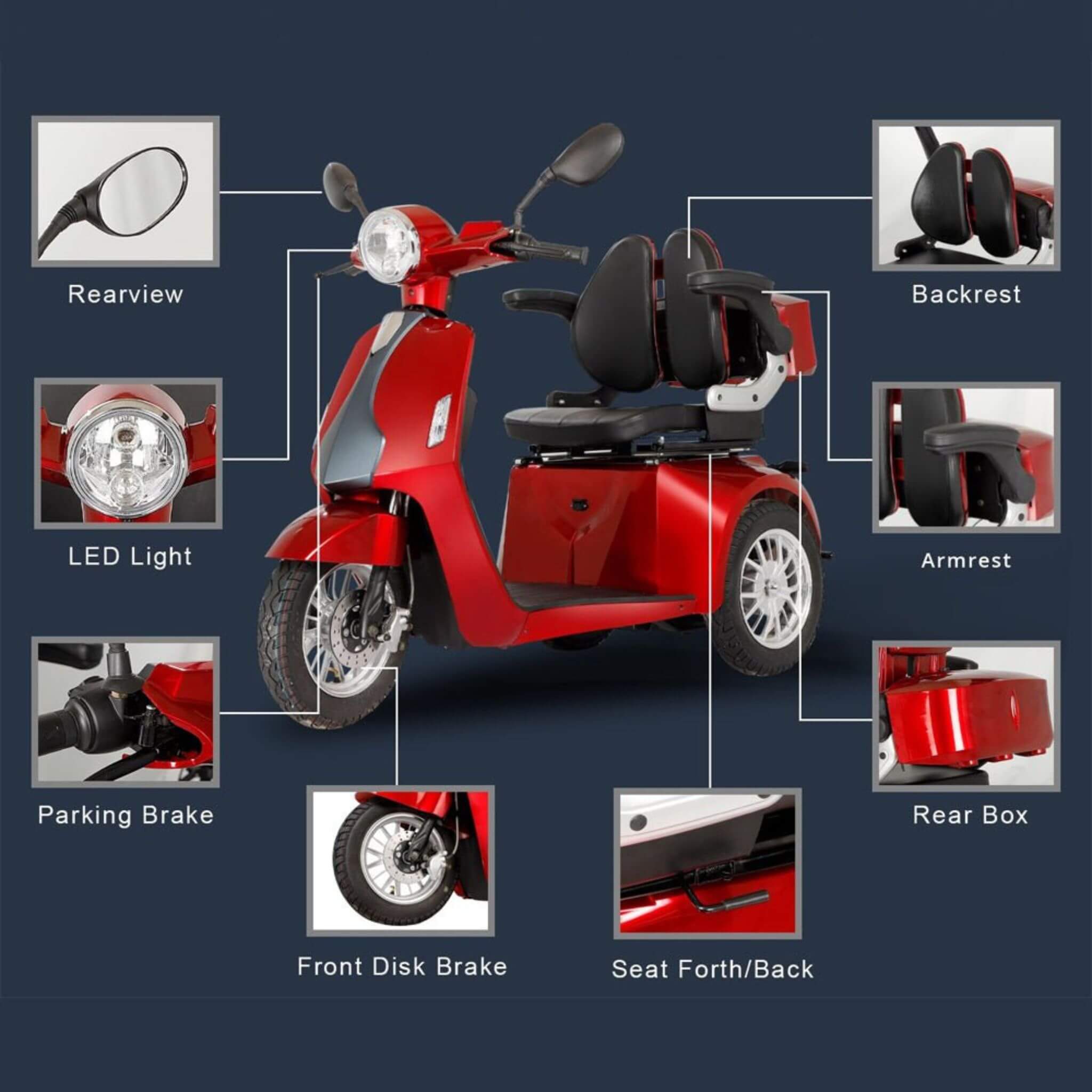 Zvg Heavy-Duty 800W All-Terrain Electric Powered Mobility Scooter For Seniors & Adults (SAK96314)