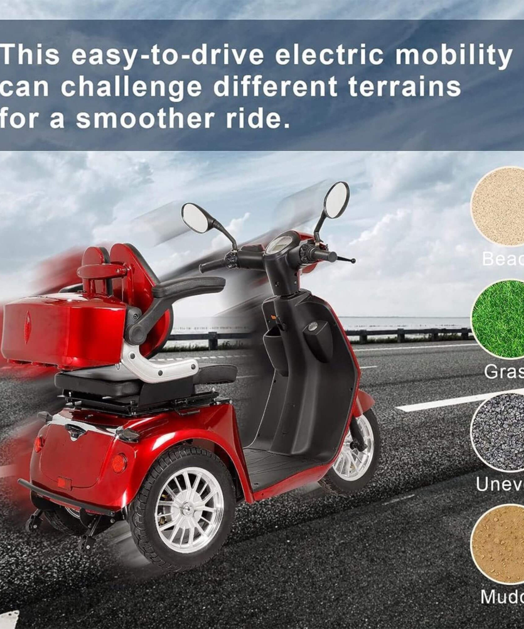 Zvg Heavy-Duty 800W All-Terrain Electric Powered Mobility Scooter For Seniors & Adults (SAK96314)