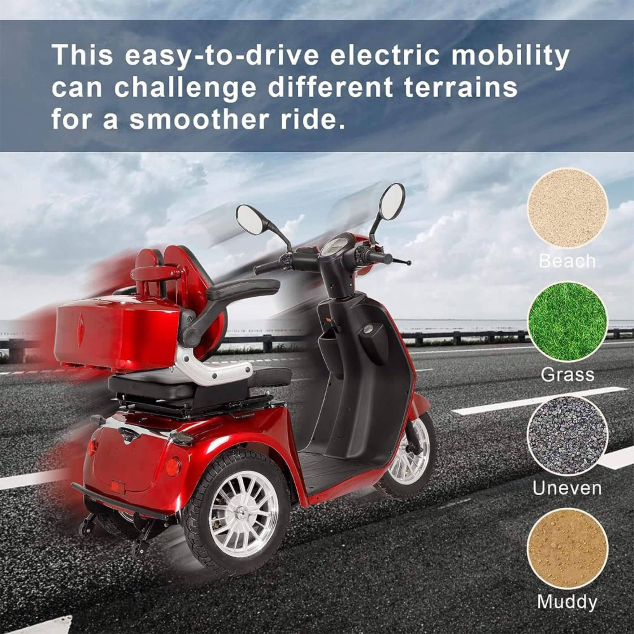 Zvg Heavy-Duty 800W All-Terrain Electric Powered Mobility Scooter For Seniors & Adults (SAK96314)