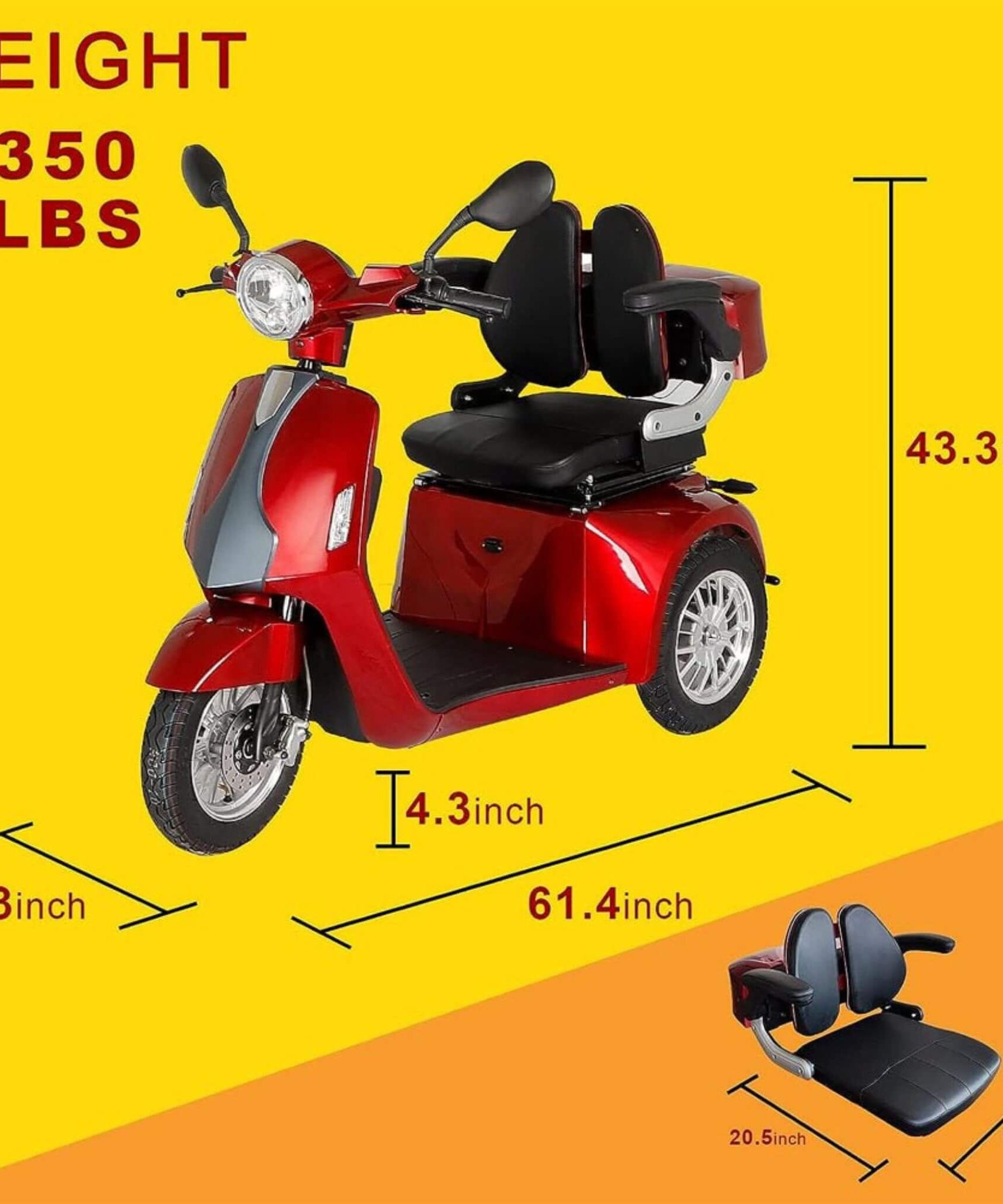 Zvg Heavy-Duty 800W All-Terrain Electric Powered Mobility Scooter For Seniors & Adults (SAK96314)