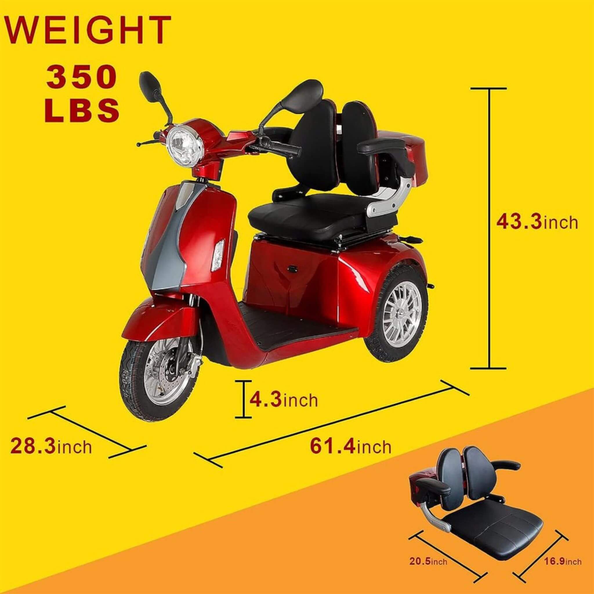Zvg Heavy-Duty 800W All-Terrain Electric Powered Mobility Scooter For Seniors & Adults (SAK96314)