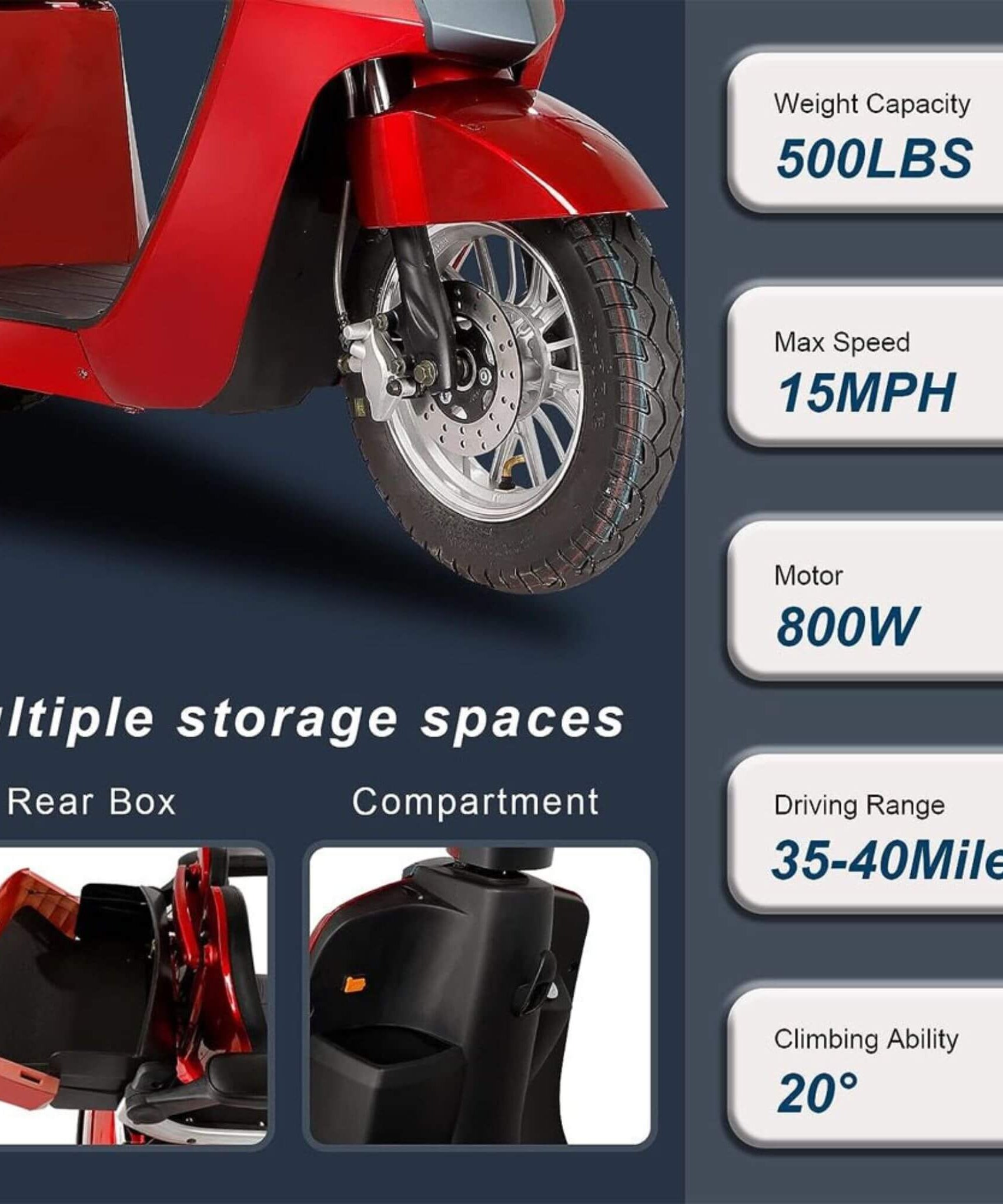 Zvg Heavy-Duty 800W All-Terrain Electric Powered Mobility Scooter For Seniors & Adults (SAK96314)