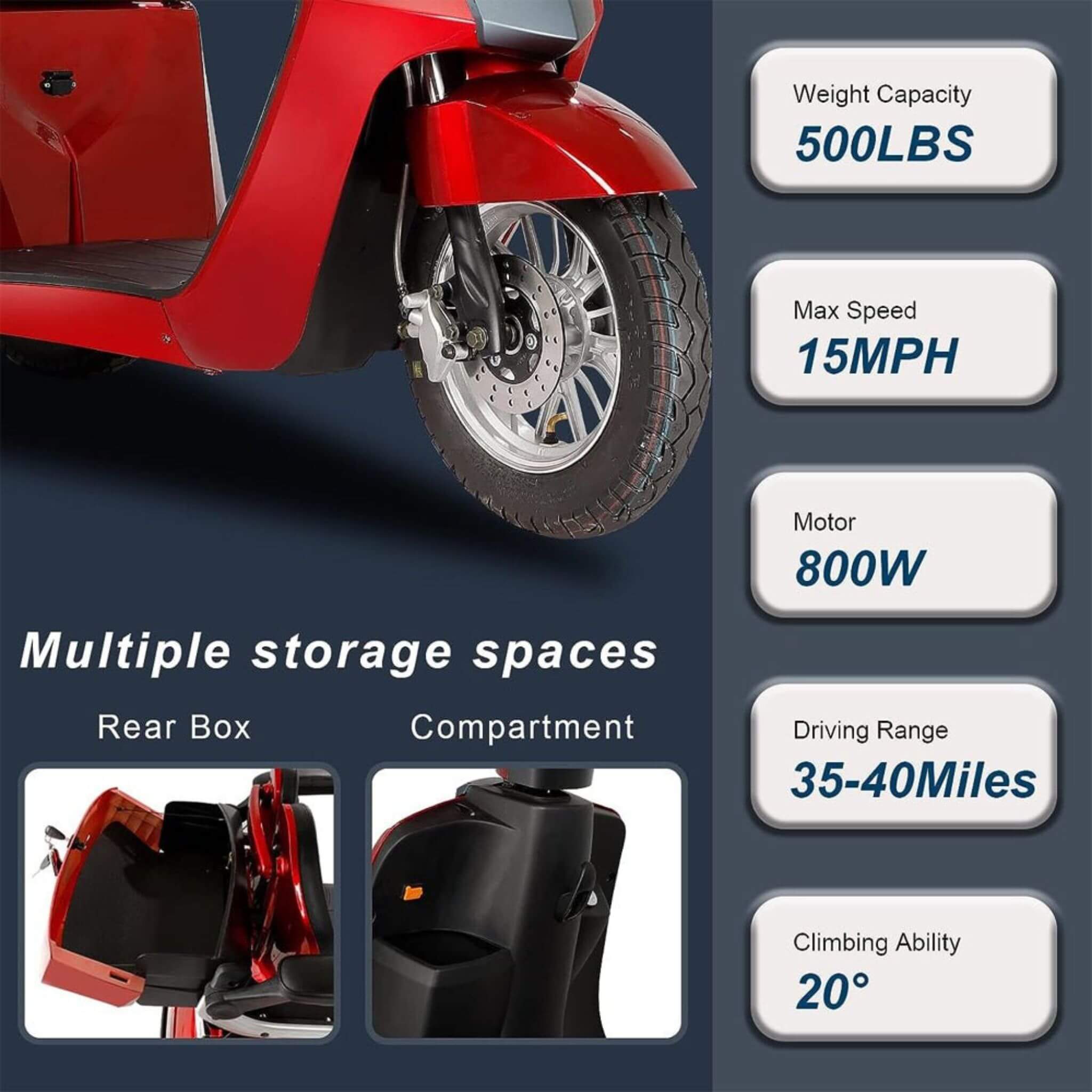 Zvg Heavy-Duty 800W All-Terrain Electric Powered Mobility Scooter For Seniors & Adults (SAK96314)