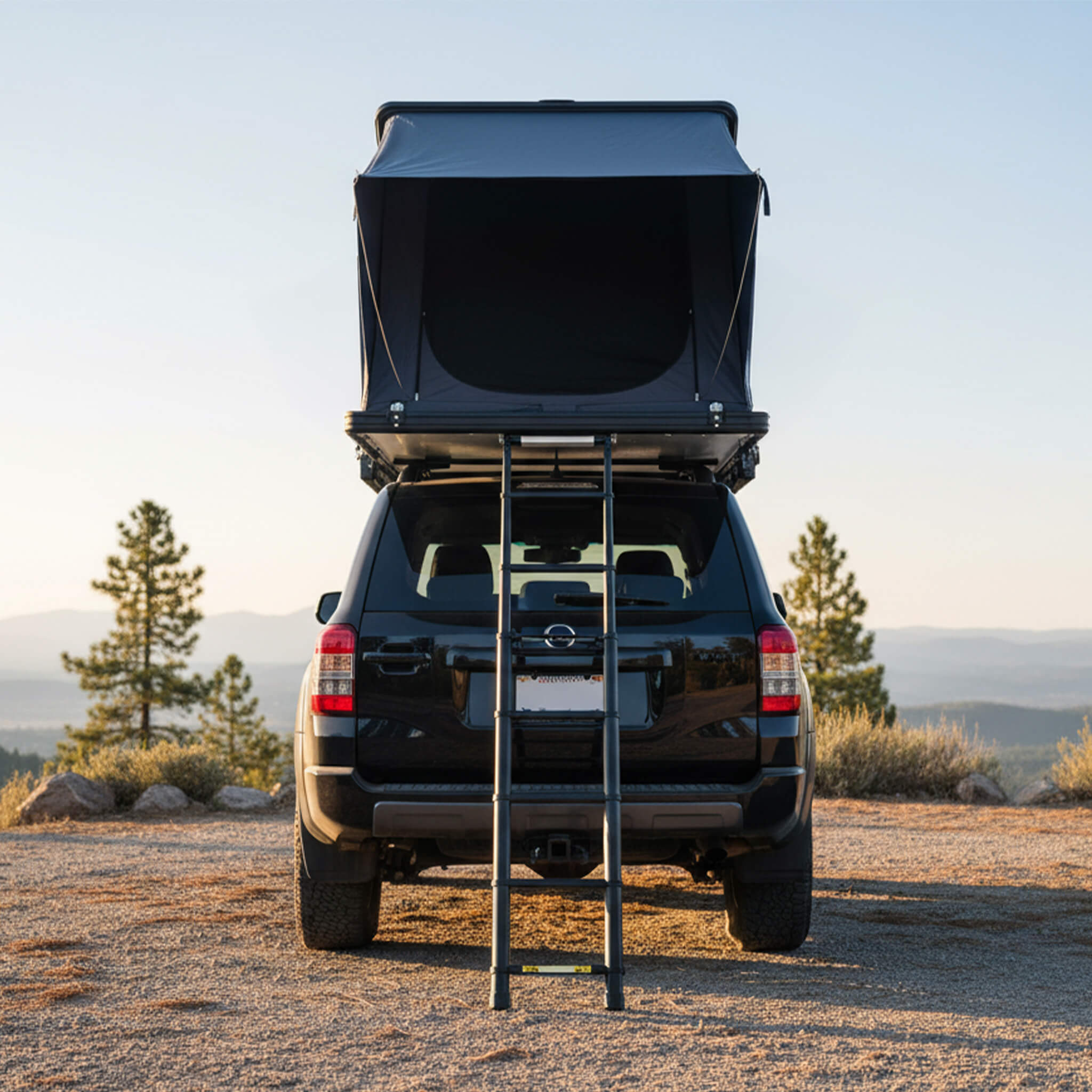Trailora Ridge Heavy-Duty Aluminum Hard-Shell Rooftop Tent With Ladder, LED Lighting, And Memory Foam Mattress (SAK82931)