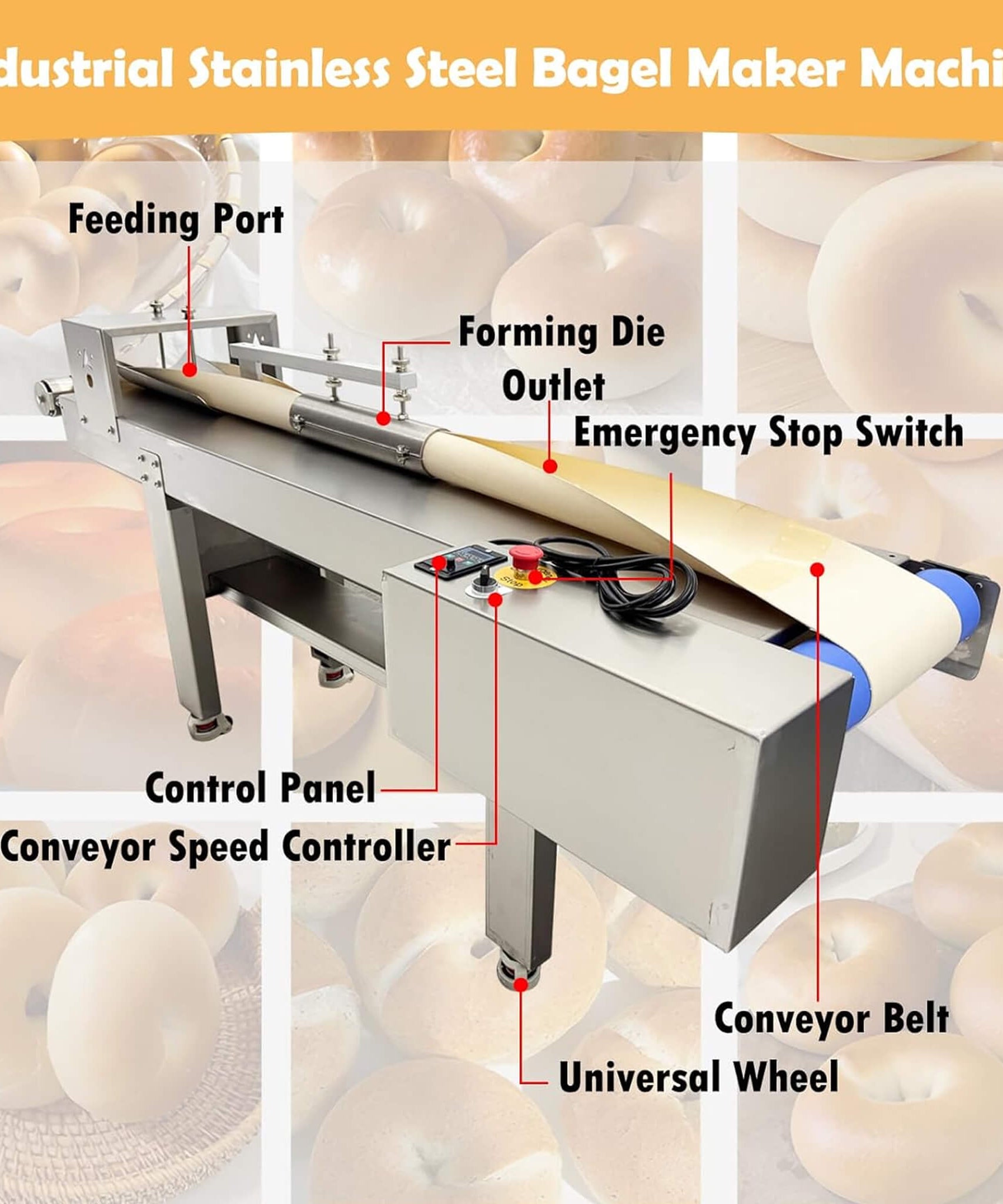 Heavy-Duty 110V Automatic Commercial Stainless Steel Bagel Machine (SAK54086)