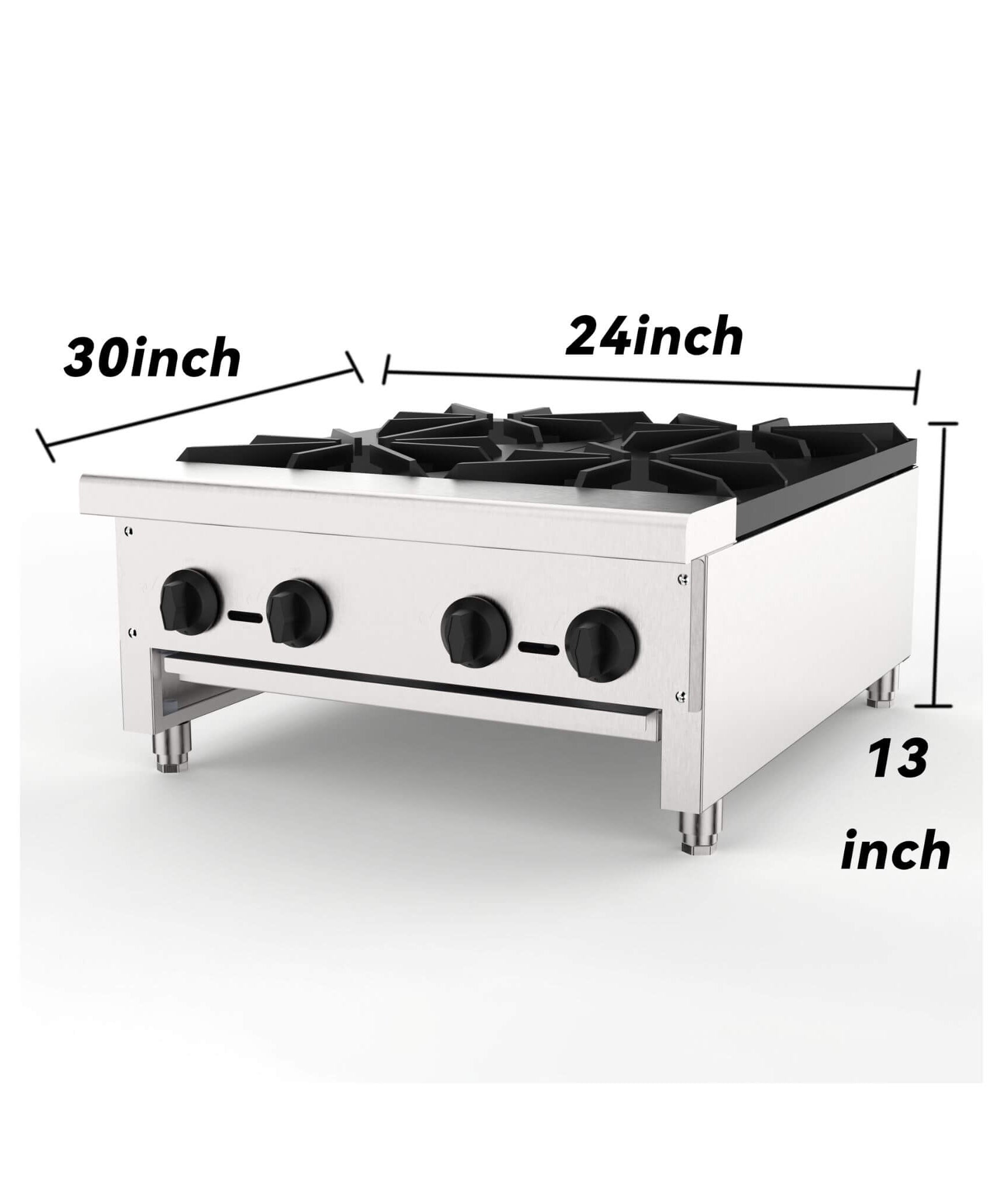Heavy-Duty Commercial 112K BTU 4-Burner Stainless Steel Gas Stove Hot Plate (SAK39201)