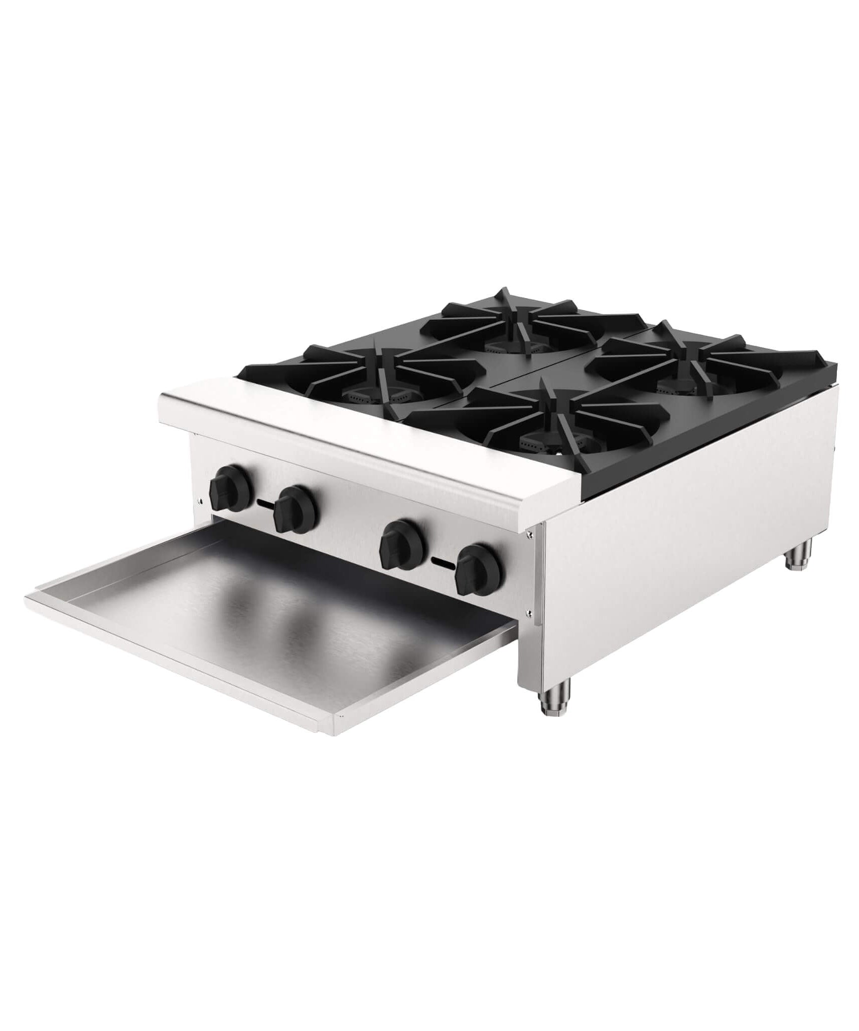 Heavy-Duty Commercial 112K BTU 4-Burner Stainless Steel Gas Stove Hot Plate (SAK39201)